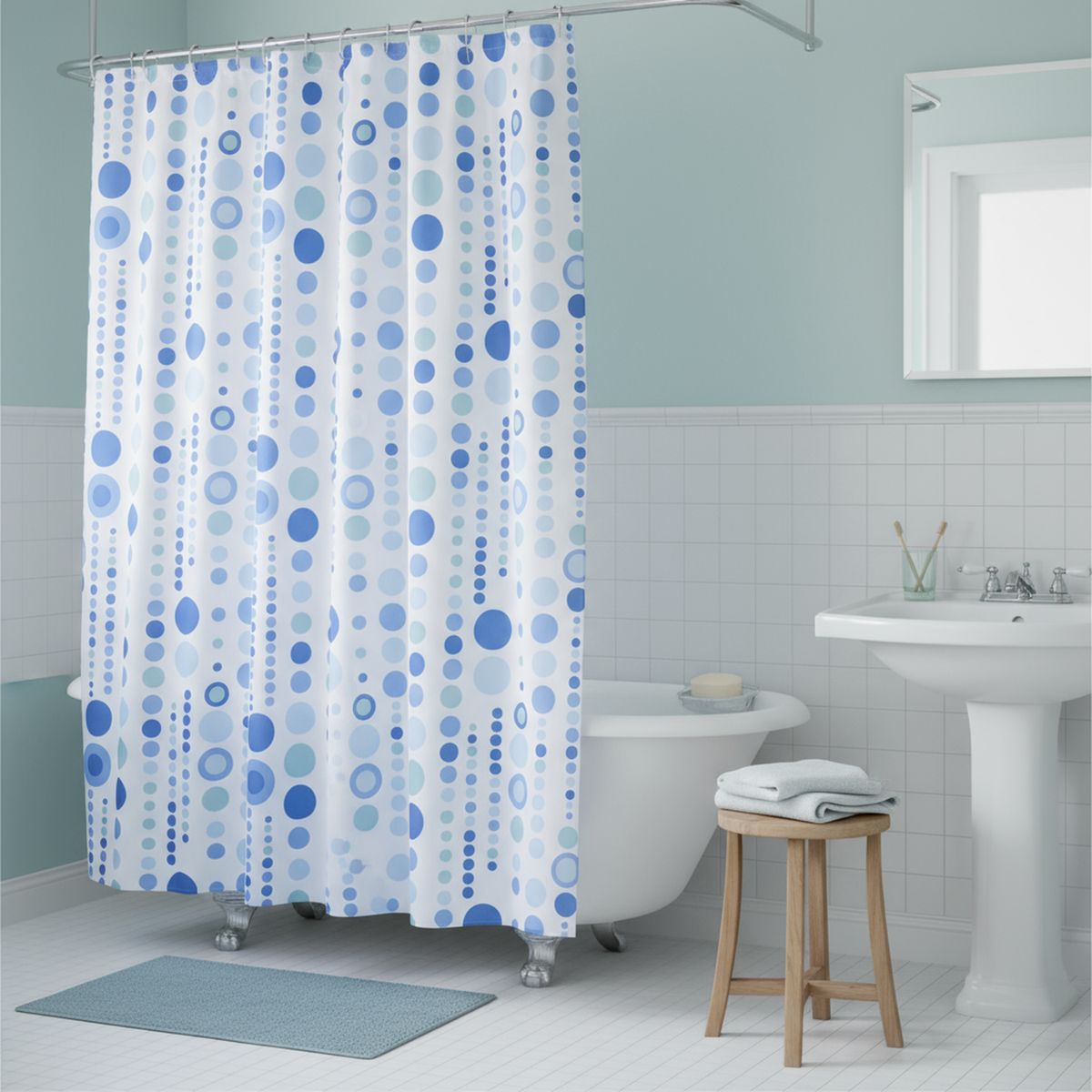 JUST HOME COLLECTION - Cortina de baño Puntos 180x180 cm