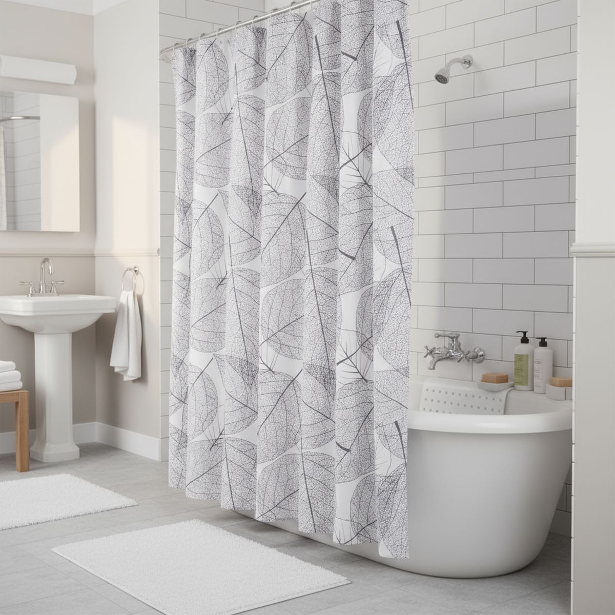 JUST HOME COLLECTION - Cortina de baño Hojas 180x180 cm