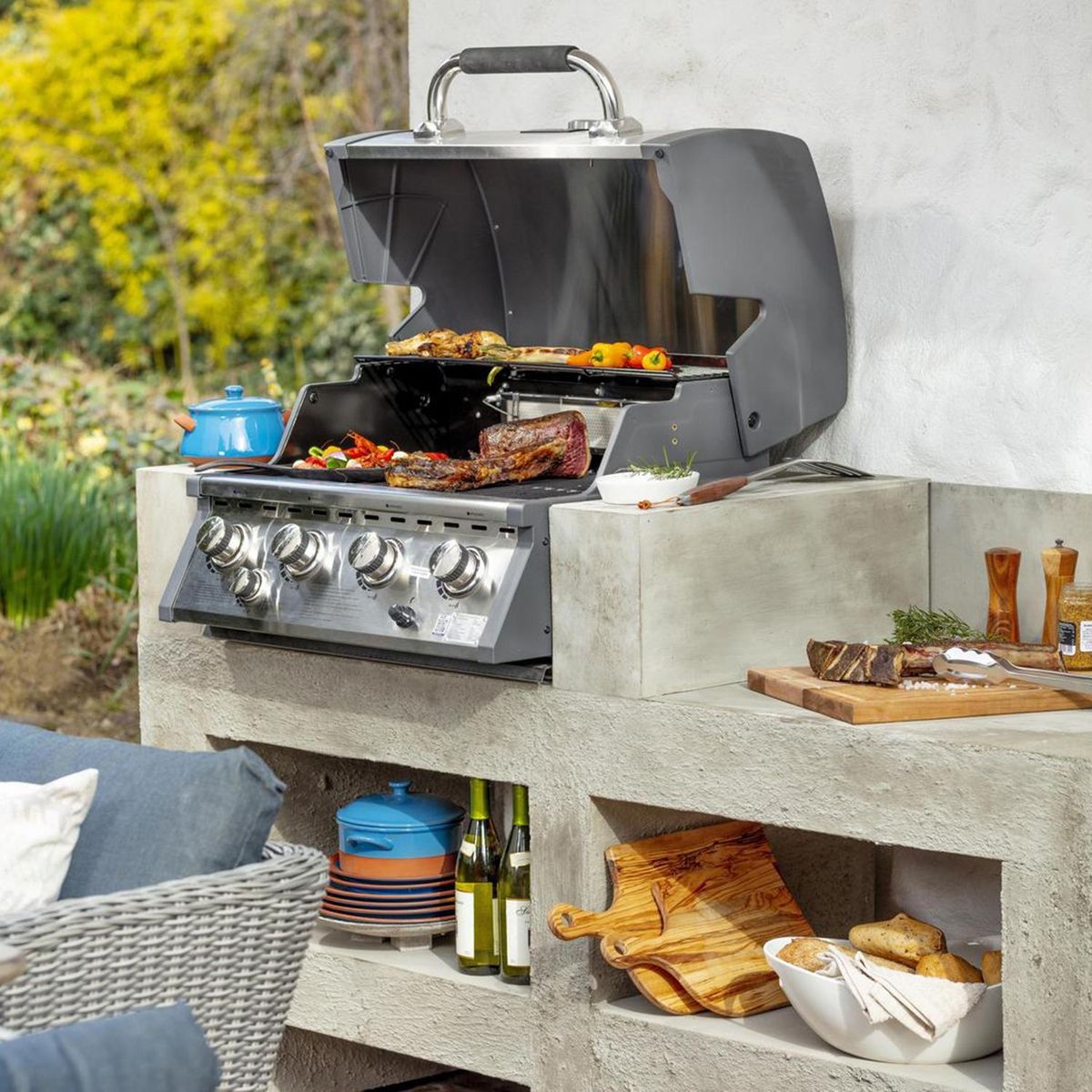 MR BEEF - Parrilla para Quincho Empotrable a Gas BI-M61A64-01 4 Quemadores 