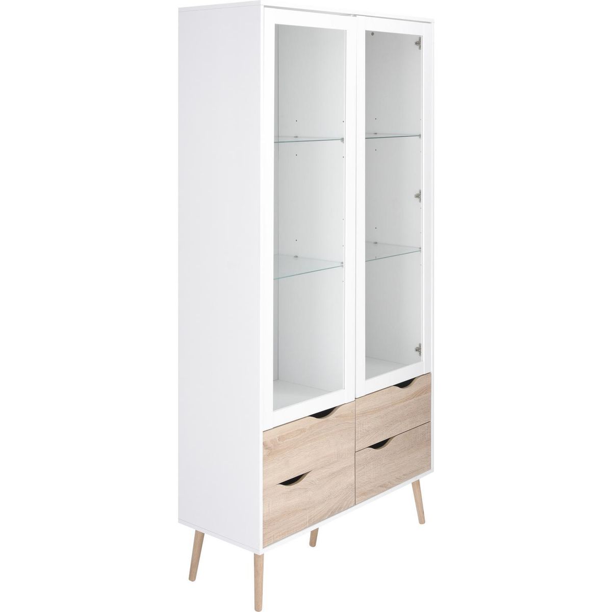 TVILUM - Vitrina Oslo 98x39x200 cm blanco/oak