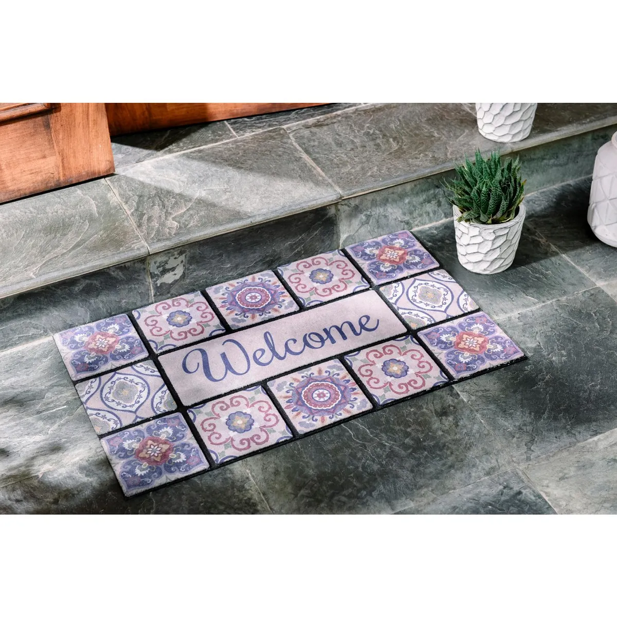 JUST HOME COLLECTION - Limpiapiés Mosaicos 45x75 cm Caucho Multicolor