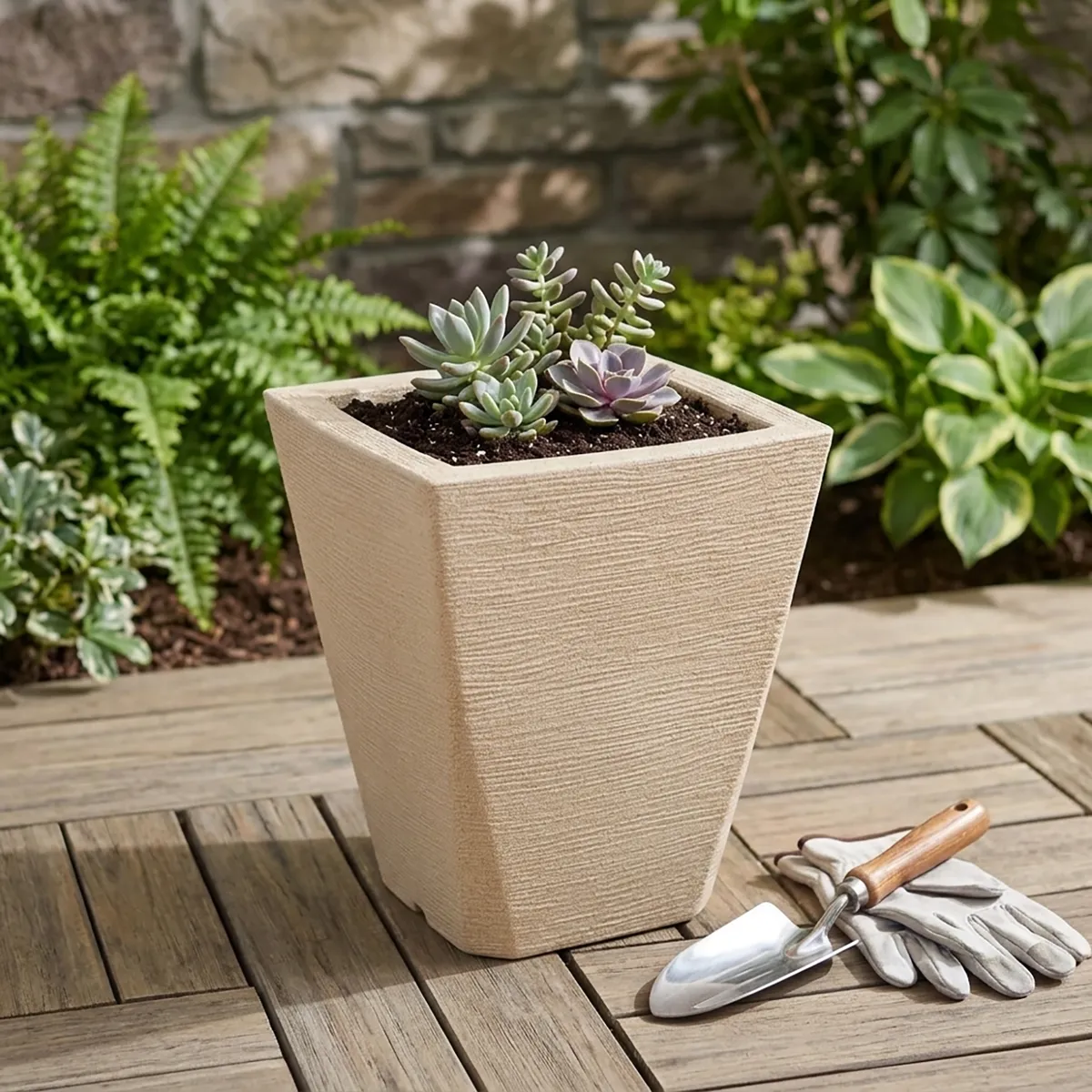 Macetero Grafiato de Plástico 34x43 cm Arena, marca JUST HOME COLLECTION - Foto 2