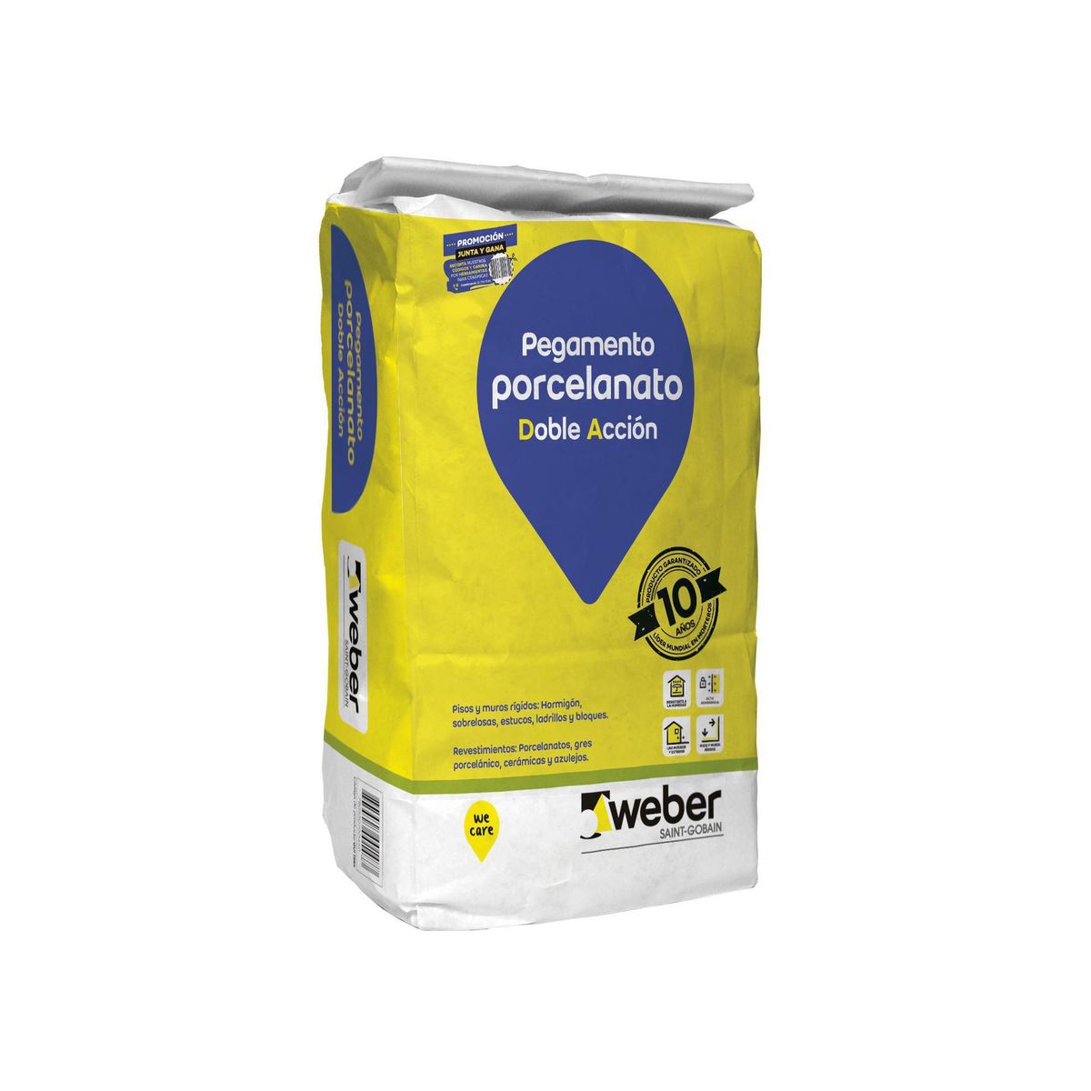 WEBER - Adhesivo Porcelanato Piso y muro Superficie Rígido 25 kg