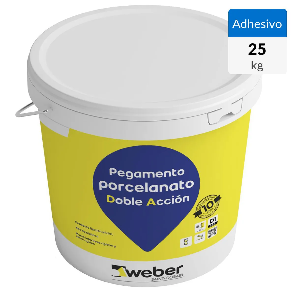 WEBER - Adhesivo Porcelanato Muro Superficie Rígido 25 kg