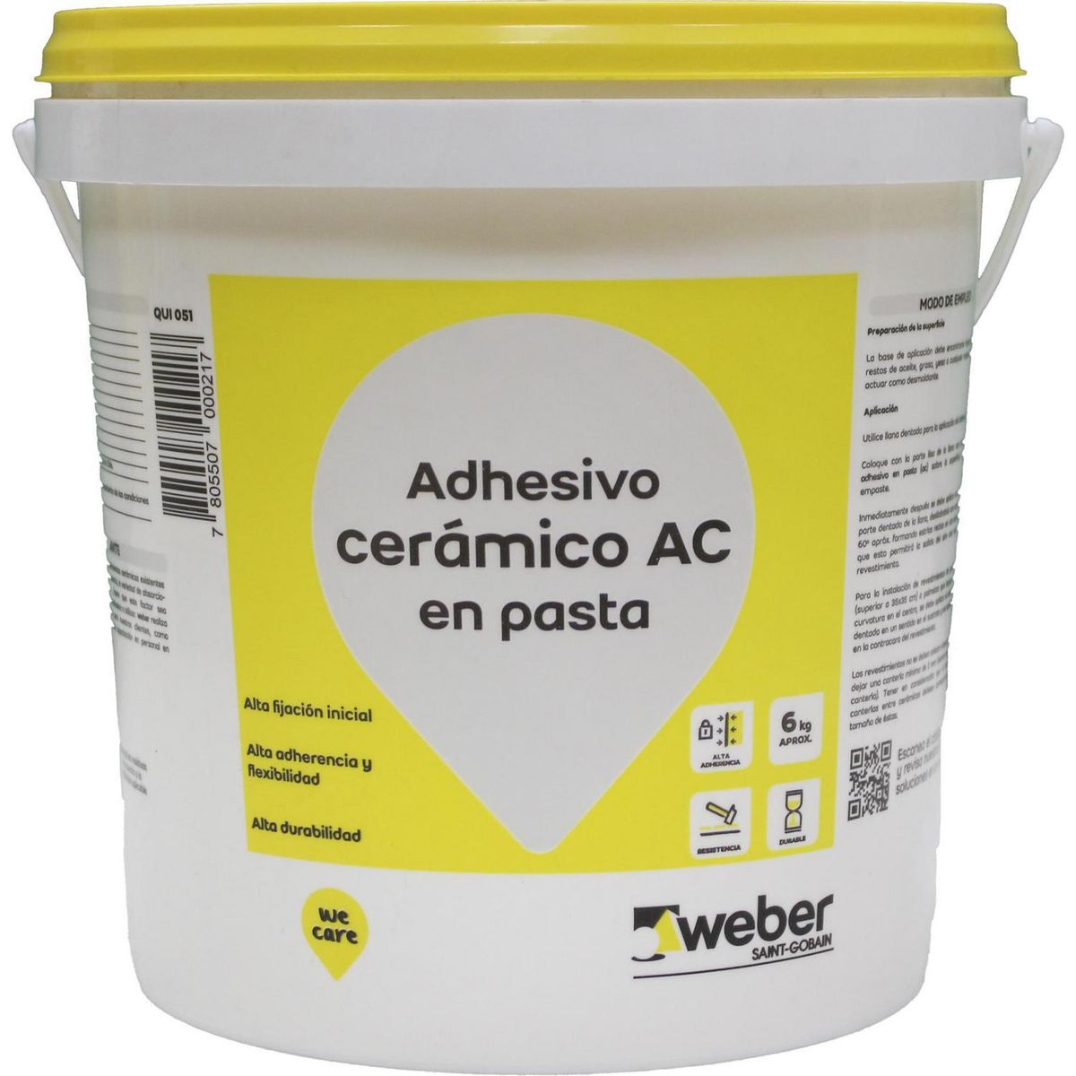 WEBER - Adhesivo Cerámico Muro Superficie Flexible 6 kg