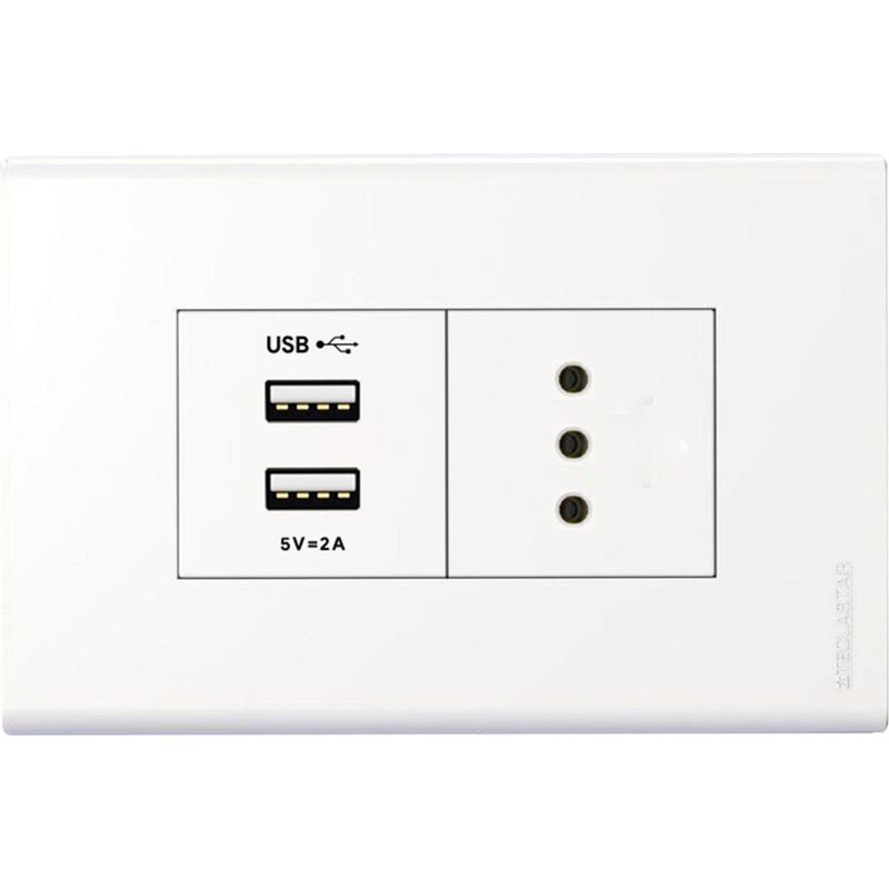 HALUX - Tomacorriente simpre 10 A + 2 USB Blanco