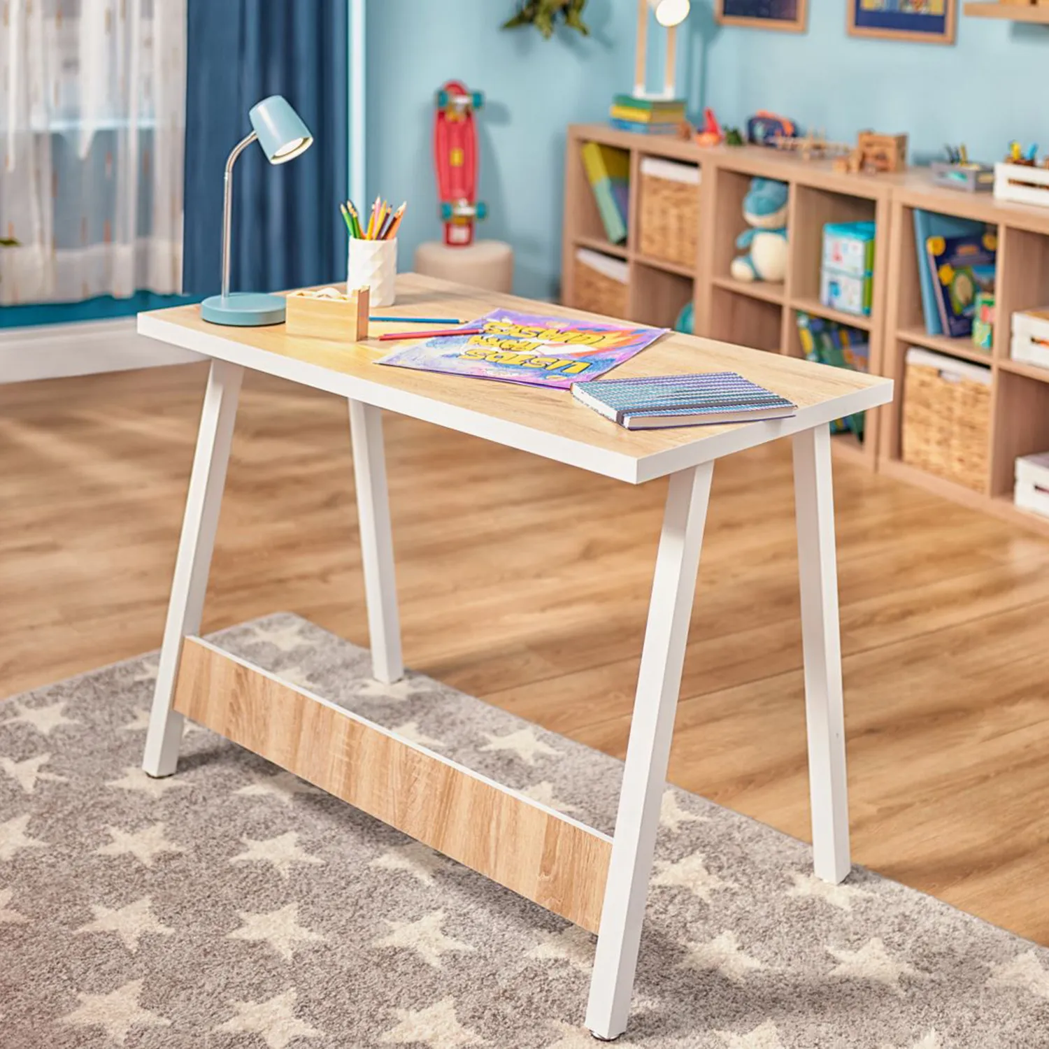 JUST HOME COLLECTION Escritorio Pepe 100x58x75 cm blanco y oak