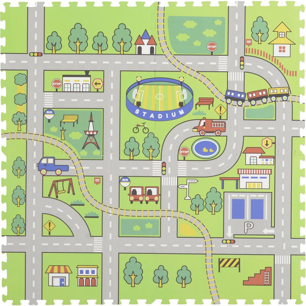 JUST HOME COLLECTION - Alfombra Puzzle Pista 60x60 cm Plástico Multicolor