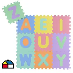 JUST HOME COLLECTION - Alfombra Puzzle Letras 30x30 cm Plástico Multicolor