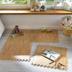 JUST HOME COLLECTION - Alfombra Puzzle Madera 60x60 cm Café
