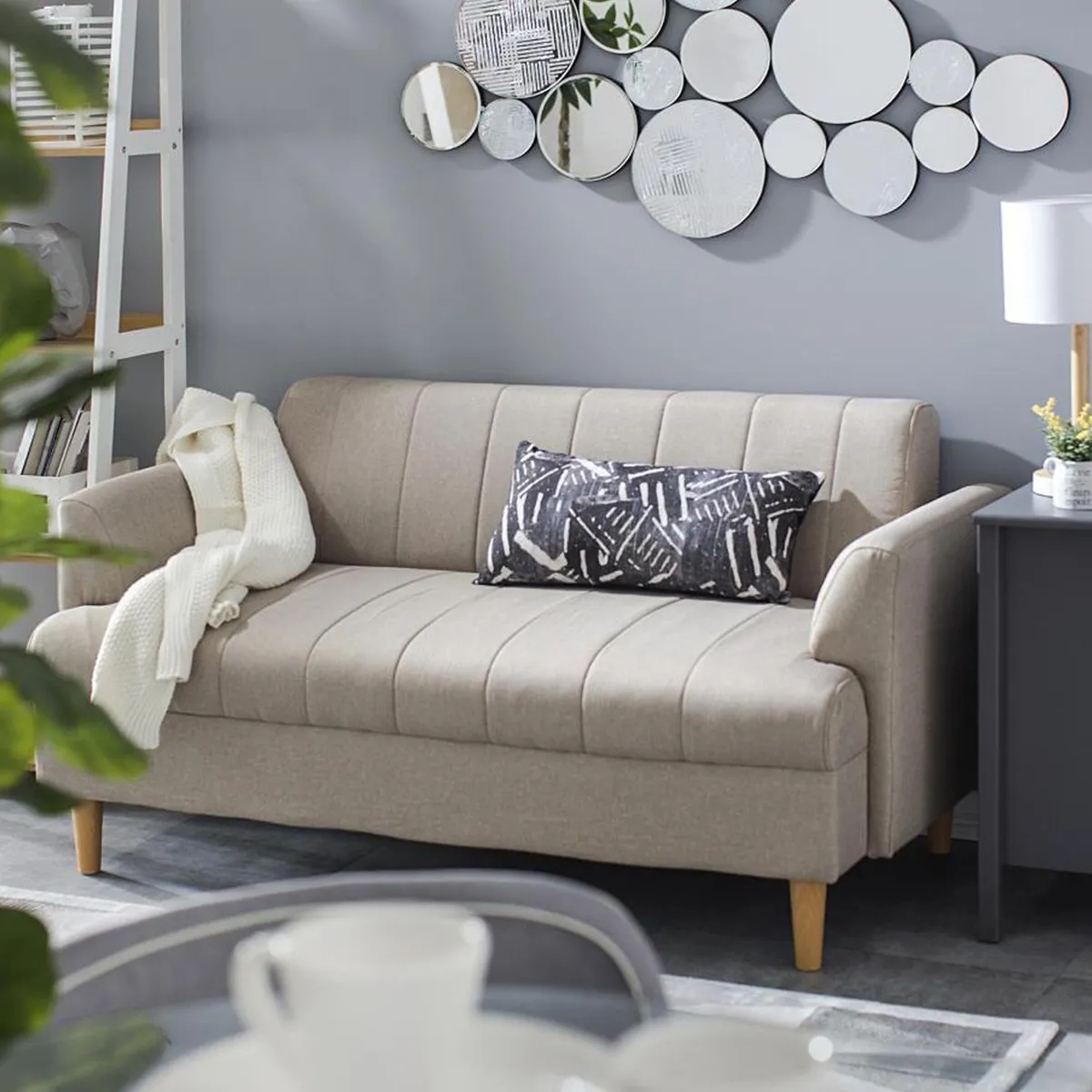 JUST HOME COLLECTION - Sofá 2 cuerpos Tela 145x71x77 cm Beige