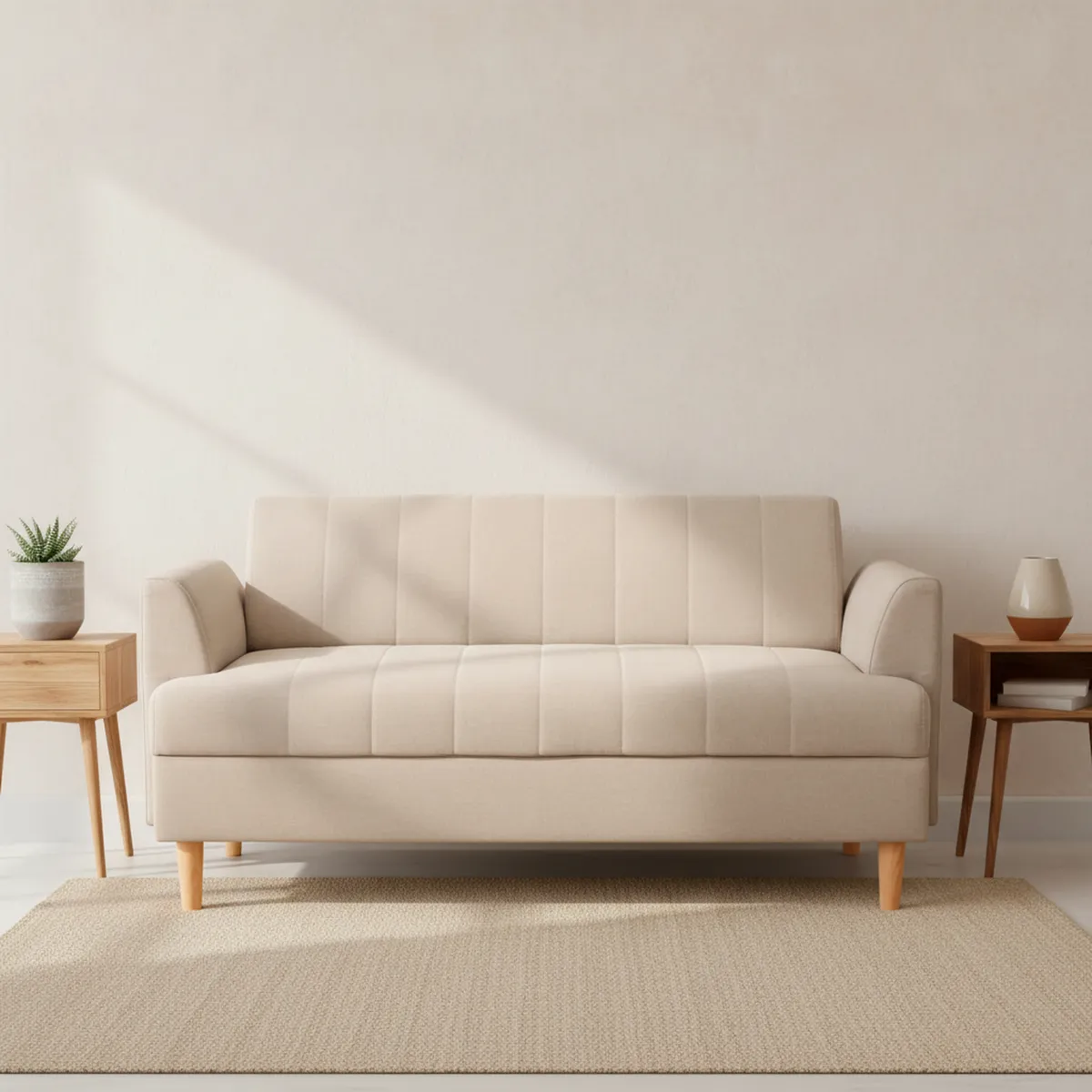 JUST HOME COLLECTION - Sofá 2 cuerpos Tela 145x71x77 cm Beige