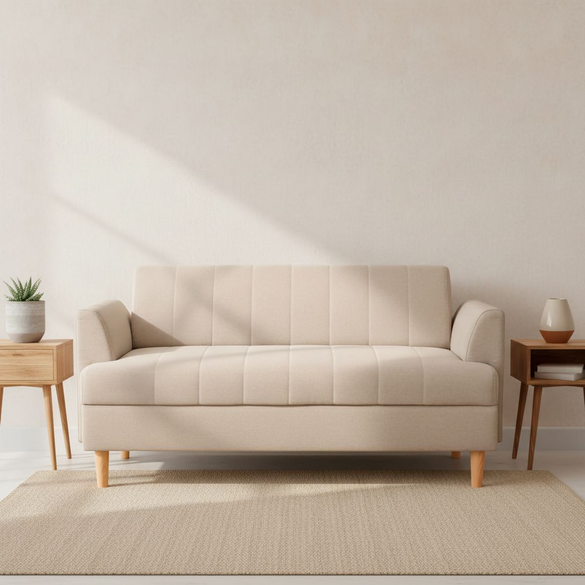 JUST HOME COLLECTION - Sofá 2 cuerpos Tela 145x71x77 cm Beige