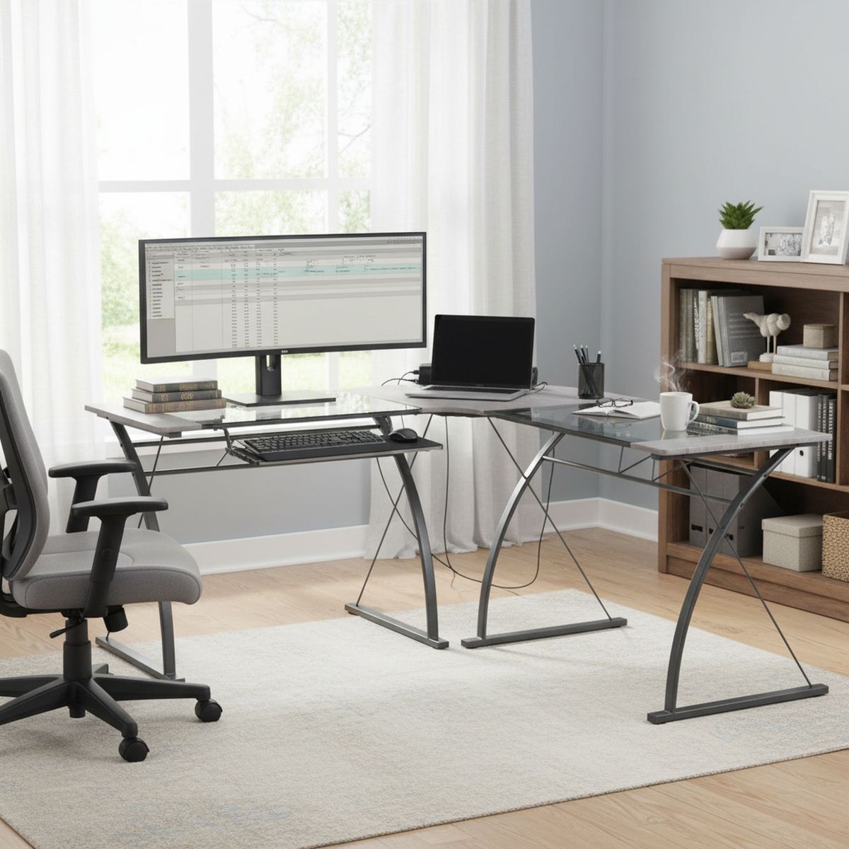 JUST HOME COLLECTION - Escritorio Lyon Madera Vidrio 149X169X75 Cm