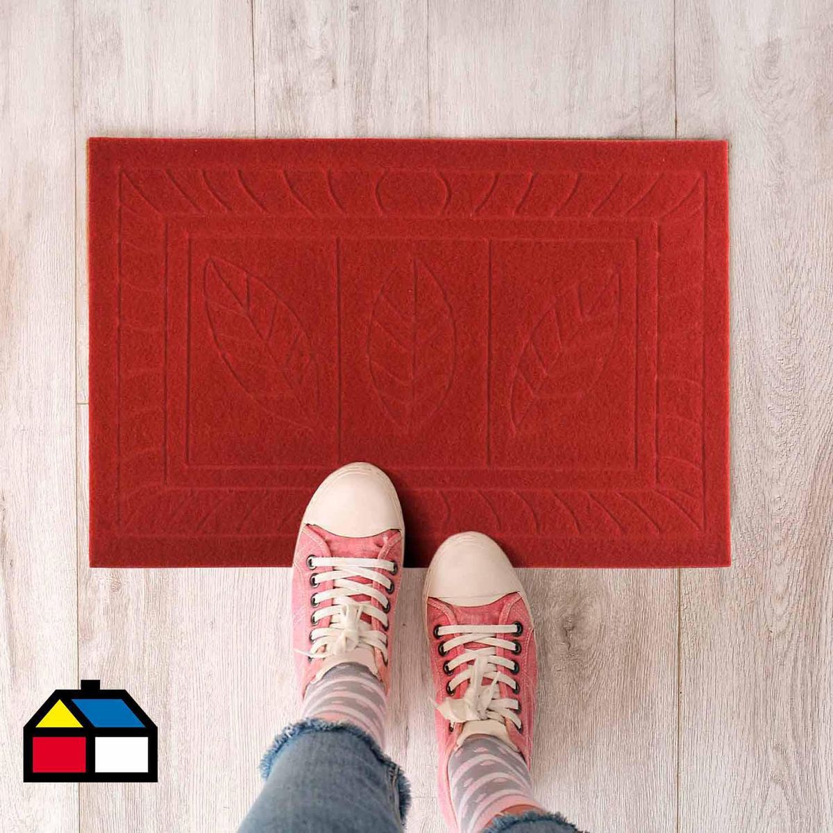 CASA BONITA - Limpiapiés texture Hoja rojo 38x57 cm