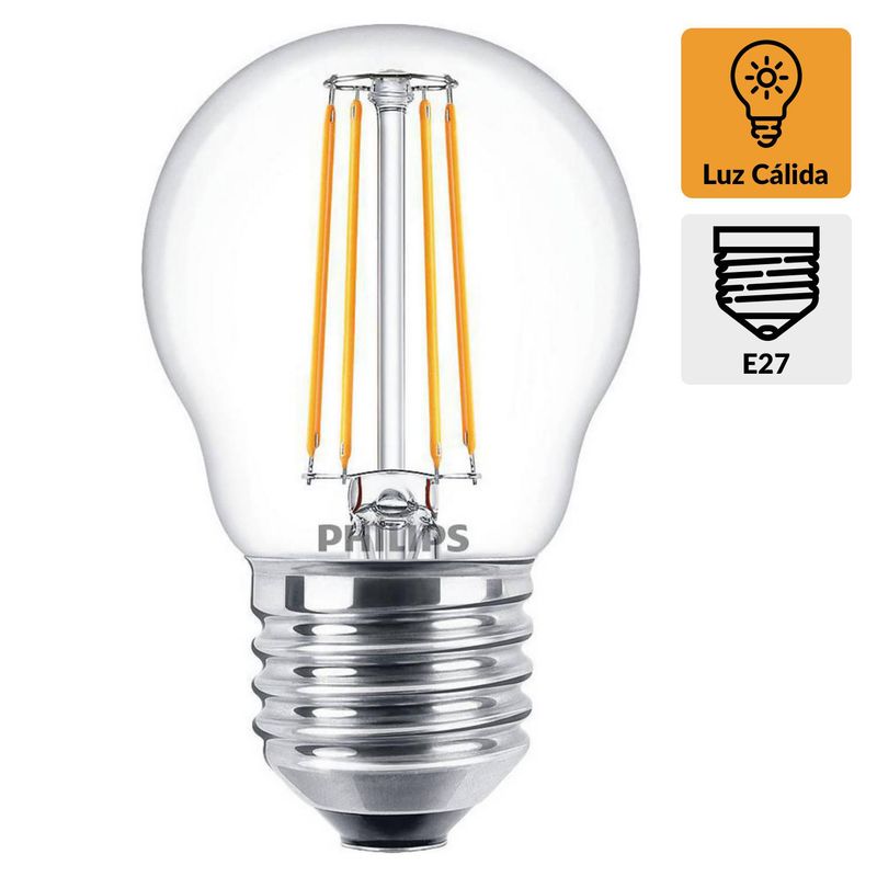 PHILIPS -  4.3 W 470 lm Luz Cálida