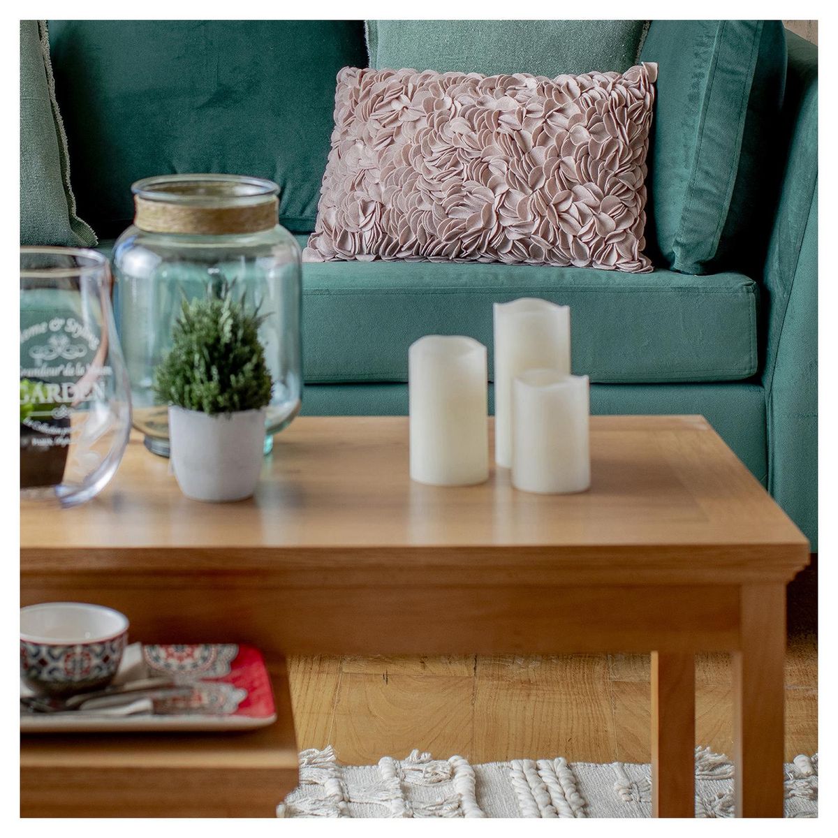 JUST HOME COLLECTION - Set de 3 velas crema Led con bateria