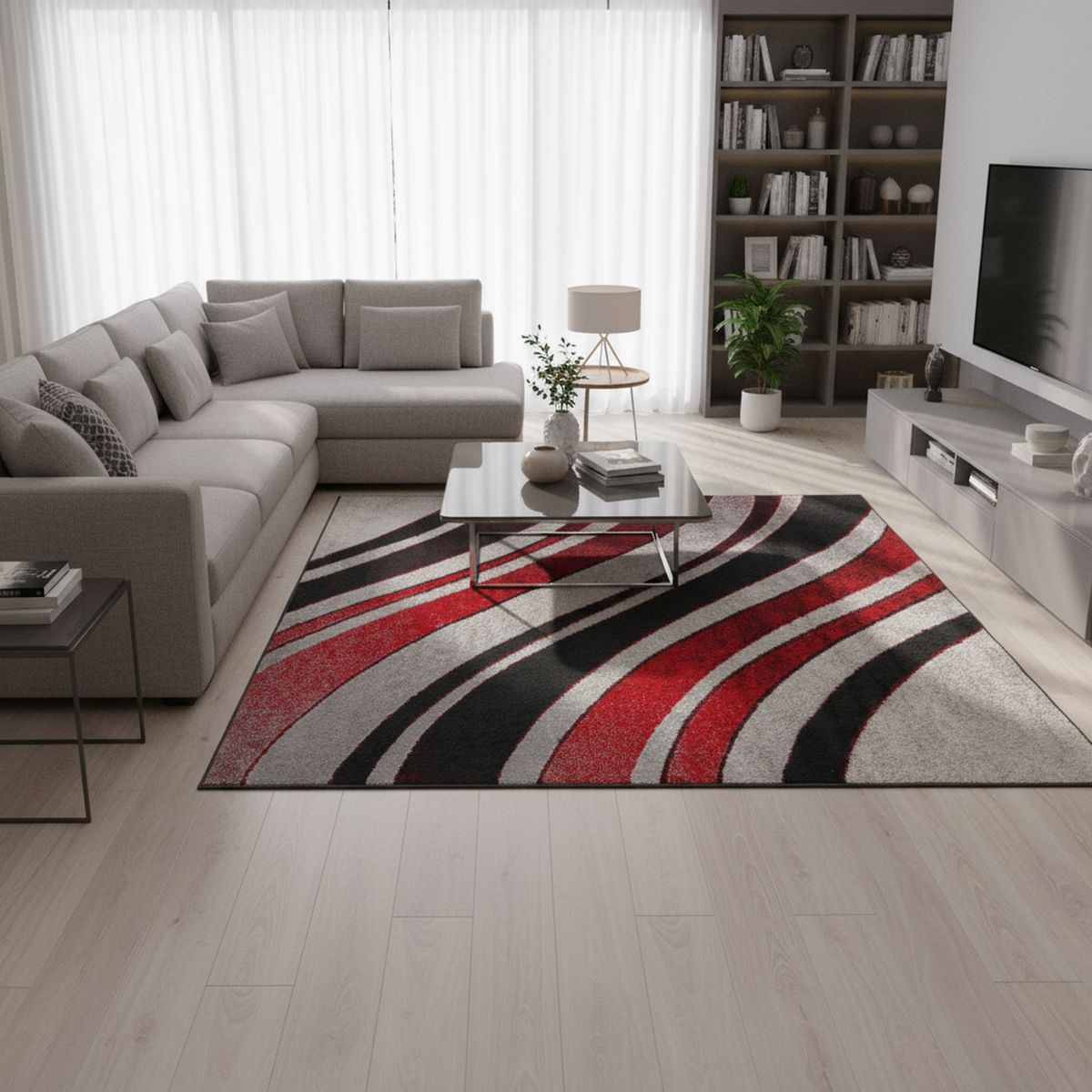 JUST HOME COLLECTION - Alfombra Lotto Ondas 133x190 cm Polipropileno Multicolor