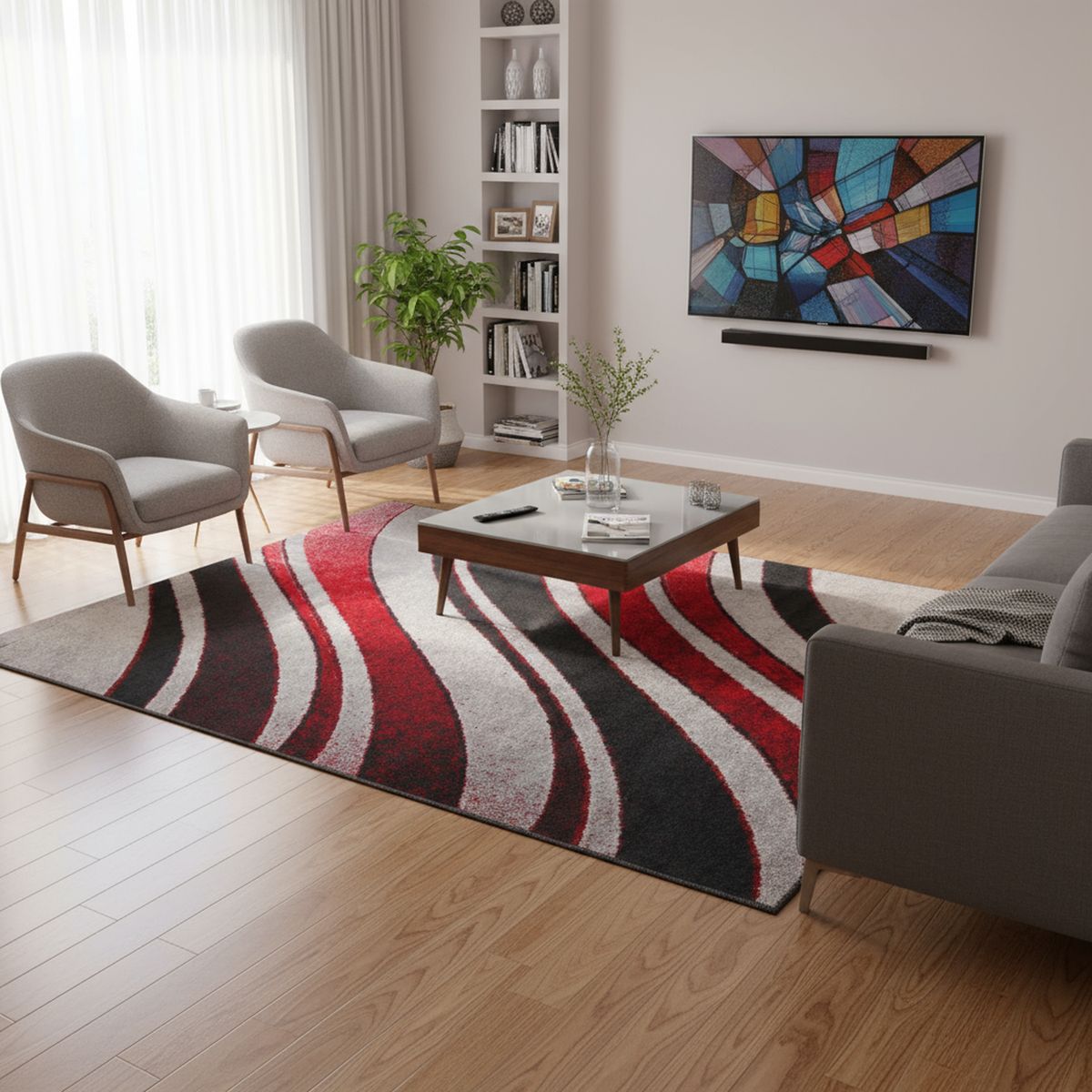 JUST HOME COLLECTION - Alfombra Lotto Ondas 160x235 cm Polipropileno Multicolor