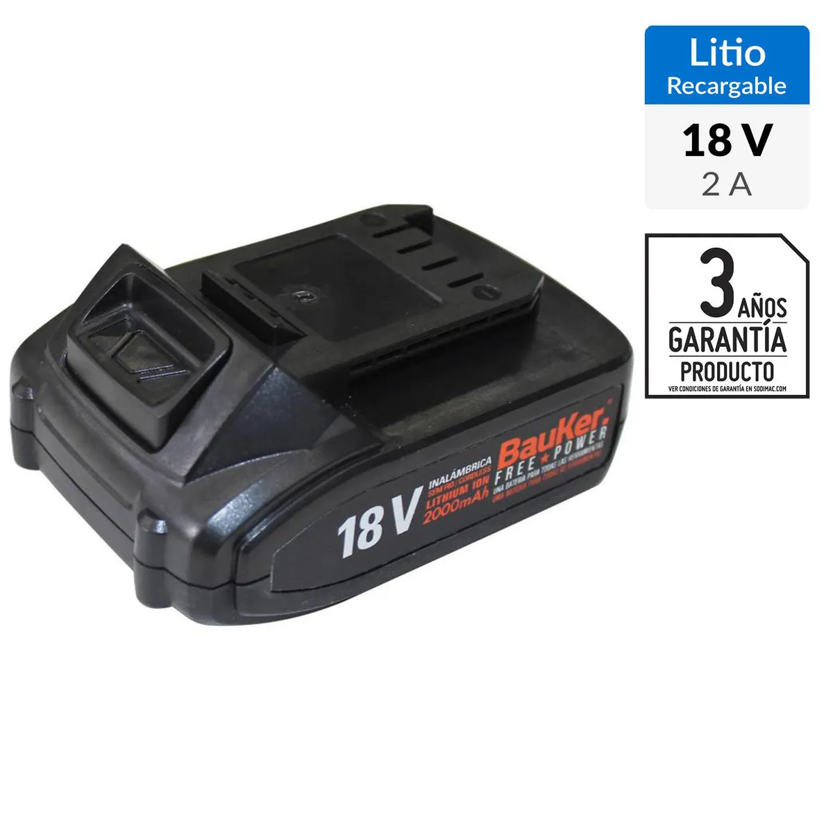 BAUKER - Batería recargable 18V 2,0 Ah