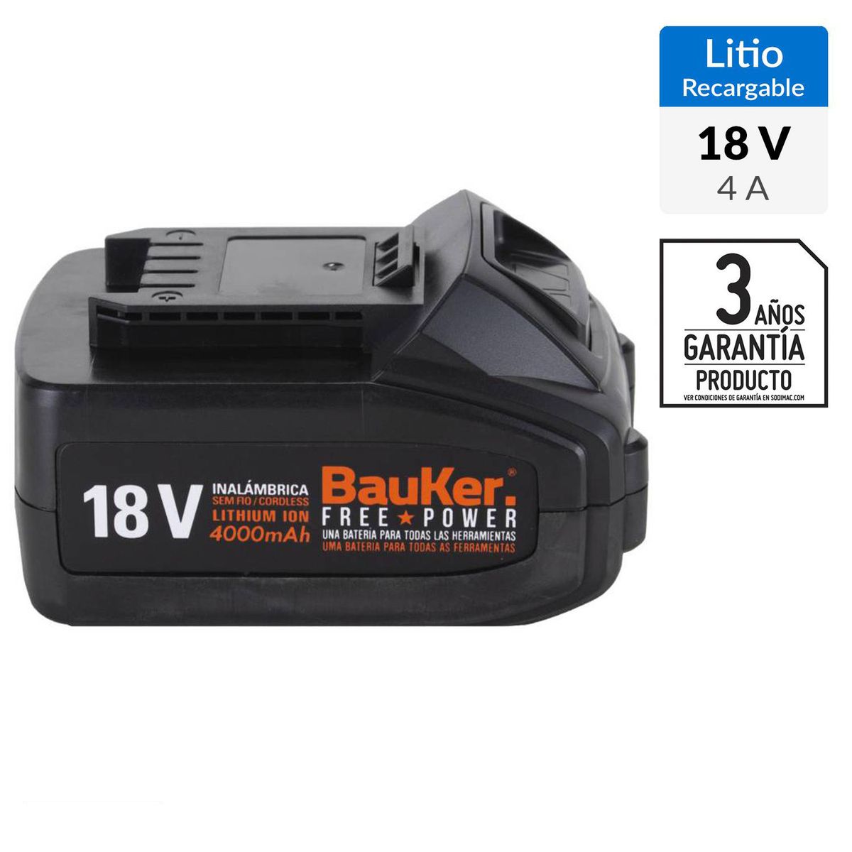 BAUKER - Batería recargable 18V 4,0 Ah