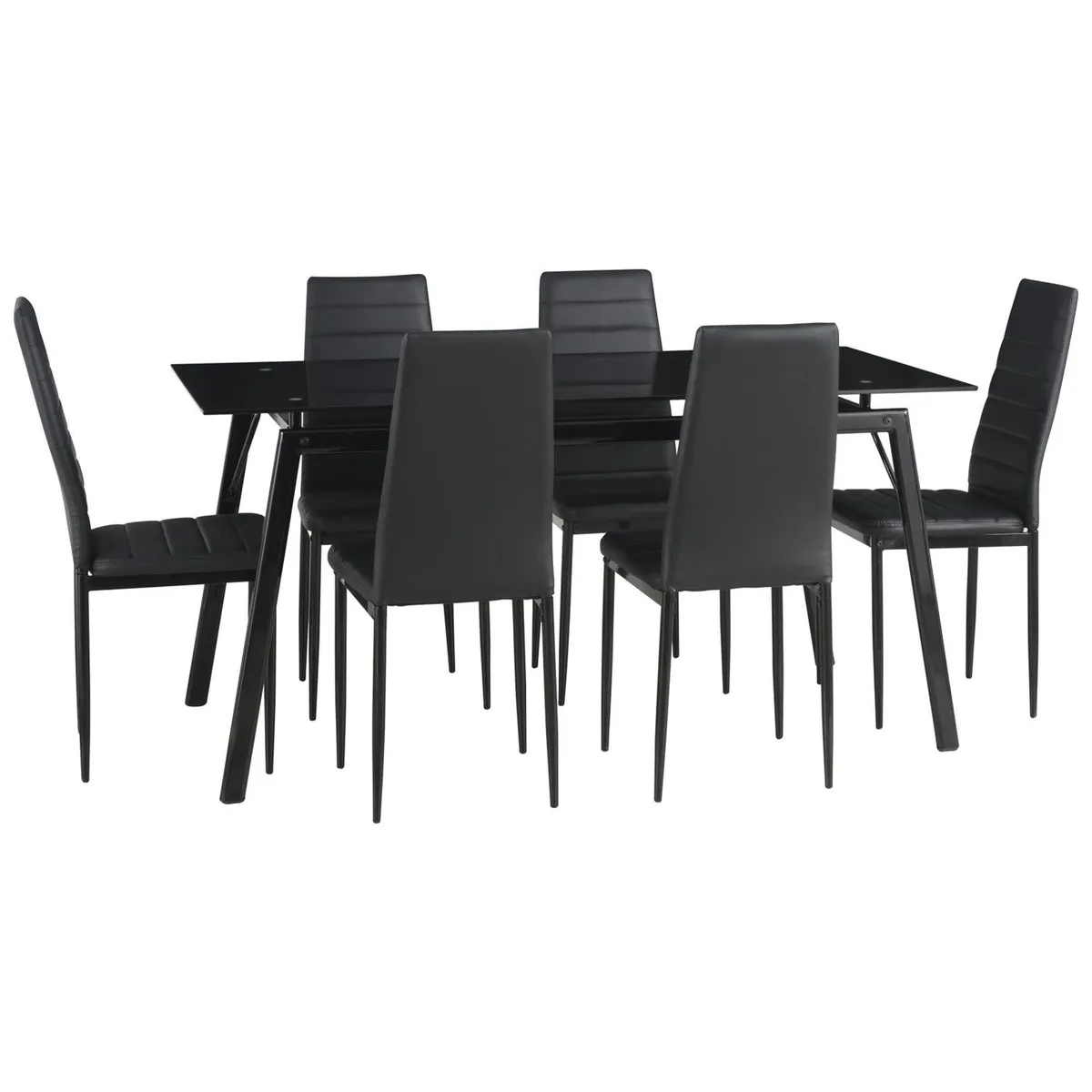 JUST HOME COLLECTION - Juego de Comedor Dartagnan 6 Sillas Mesa Rectangular 78x78x160 cm Negro