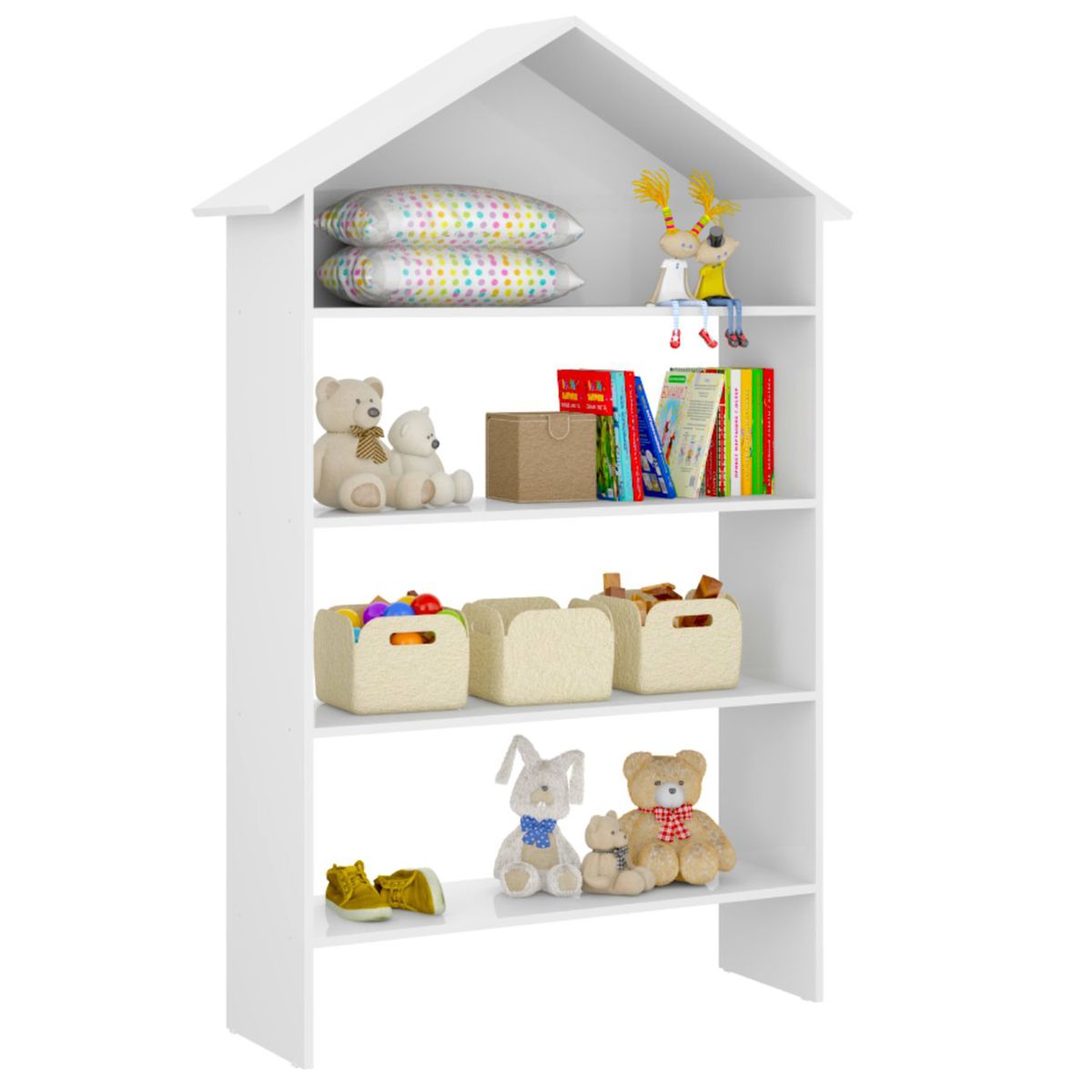 KIDSCOOL - Estante Madera 4 Nivel(es) 88x160x22 cm Blanco
