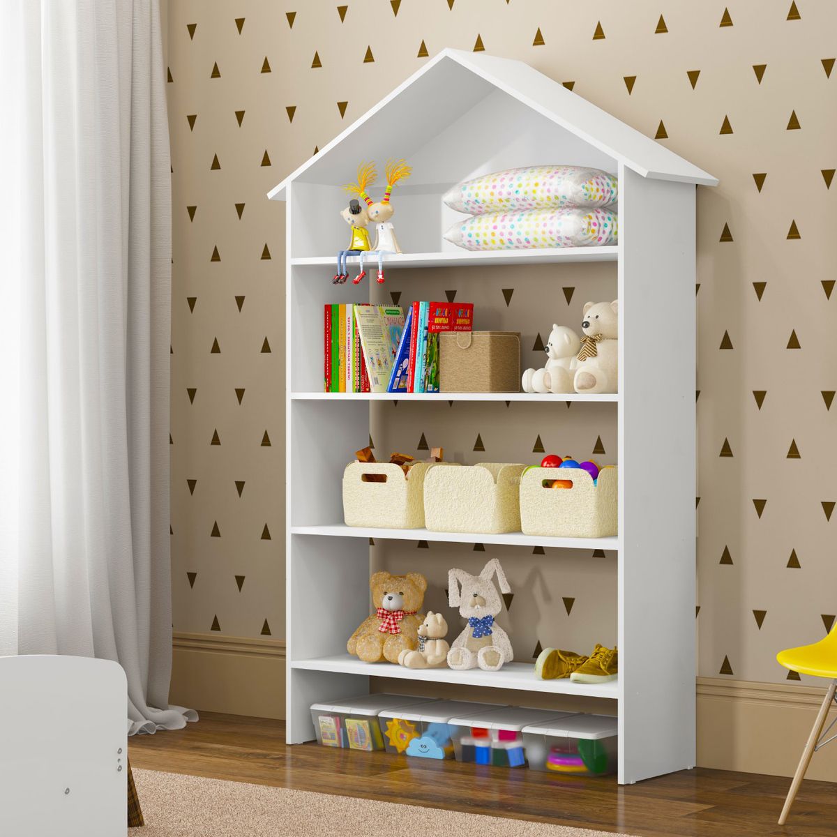 KIDSCOOL - Estante Madera 4 Nivel(es) 88x160x22 cm Blanco
