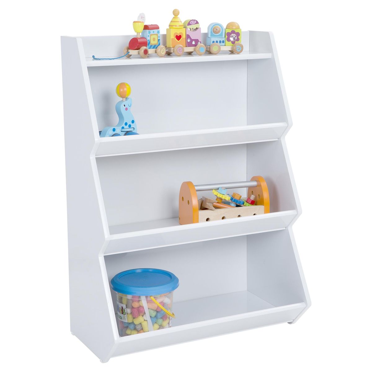 KIDSCOOL - Estante Zig Zag Madera 4 Nivel(es) 63x88.5x35 cm Blanco