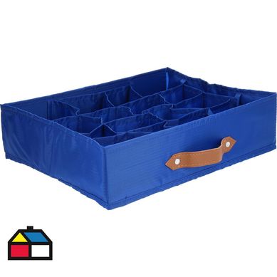 Caja organizadora tela 12 espacios 35x27x9 cm azul