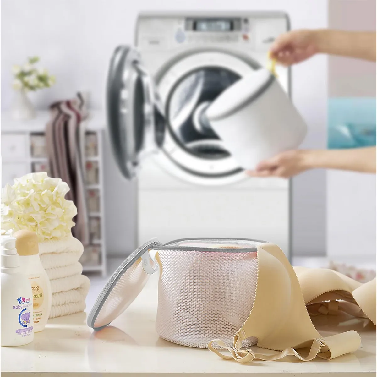 KLEINE WOLKE - Bolsa para lavar ropa delicada redonda