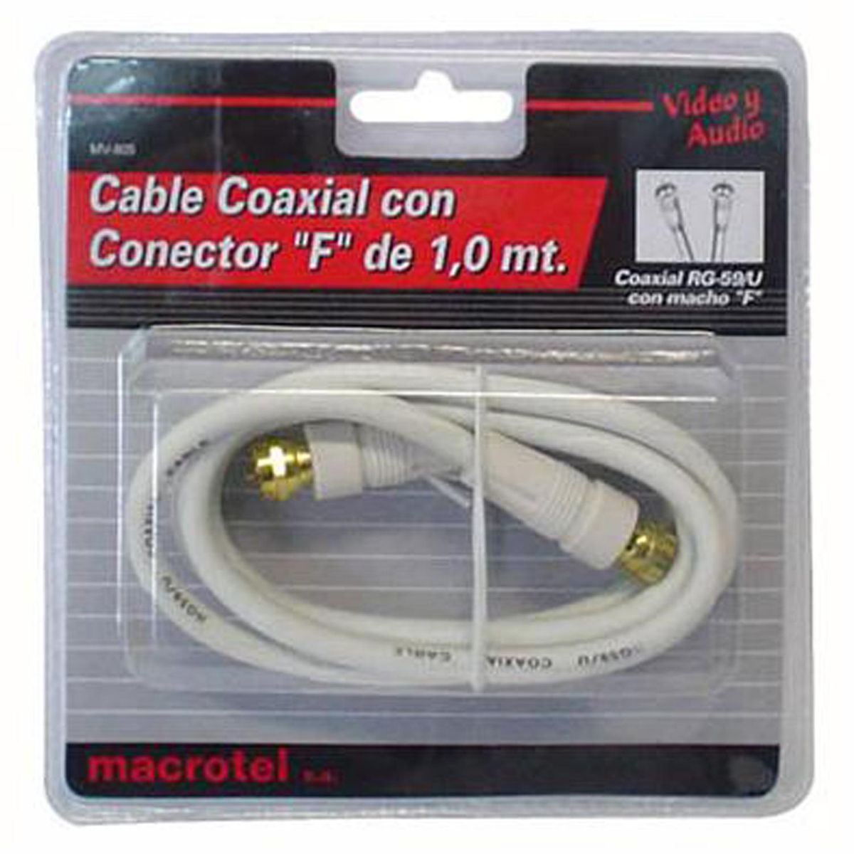 TCOM - Cable coaxial RG-59 blanco 1 metro