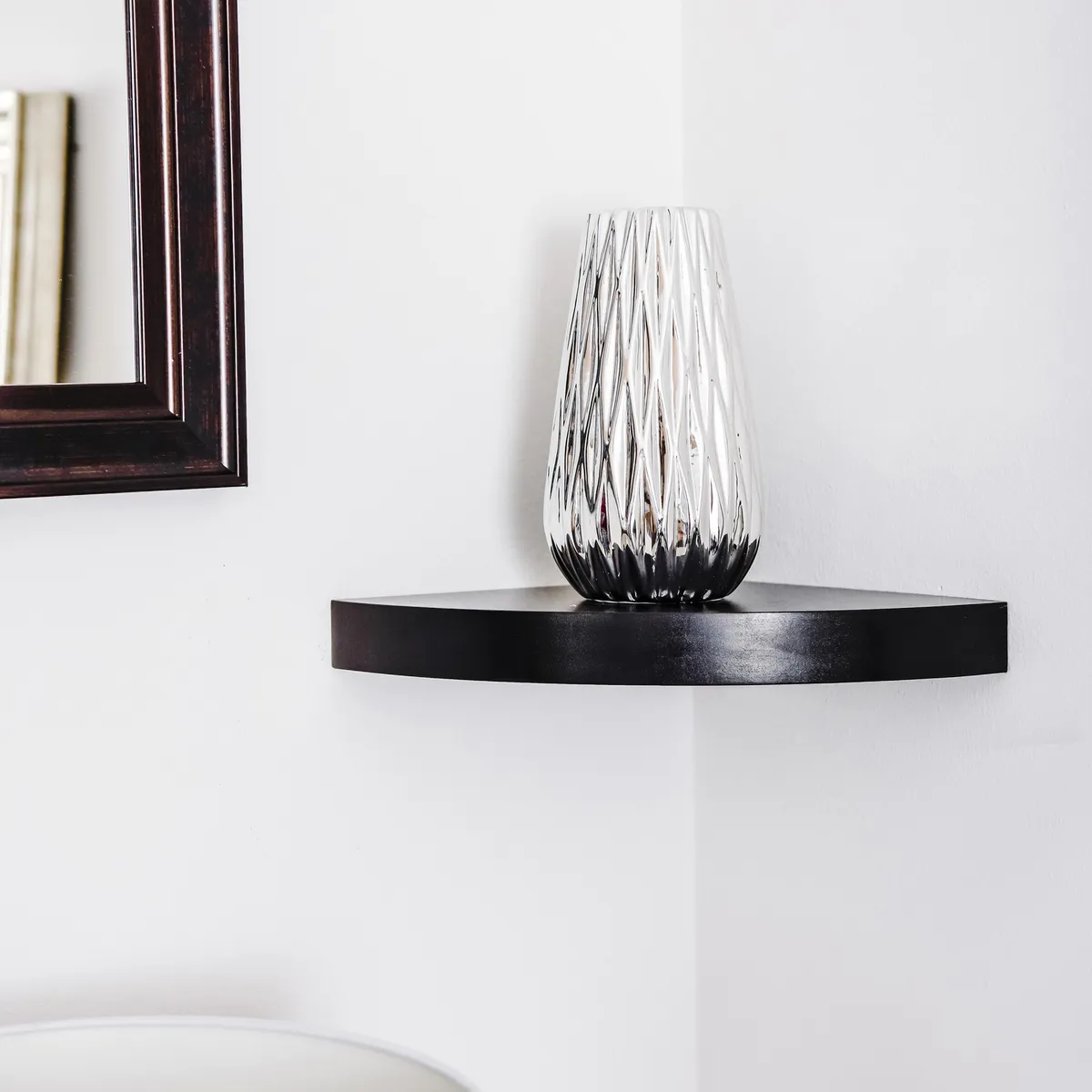 JUST HOME COLLECTION - Repisa de Esquina Melamina 1 Nivel(es) 25x3.8x25 cm Negro