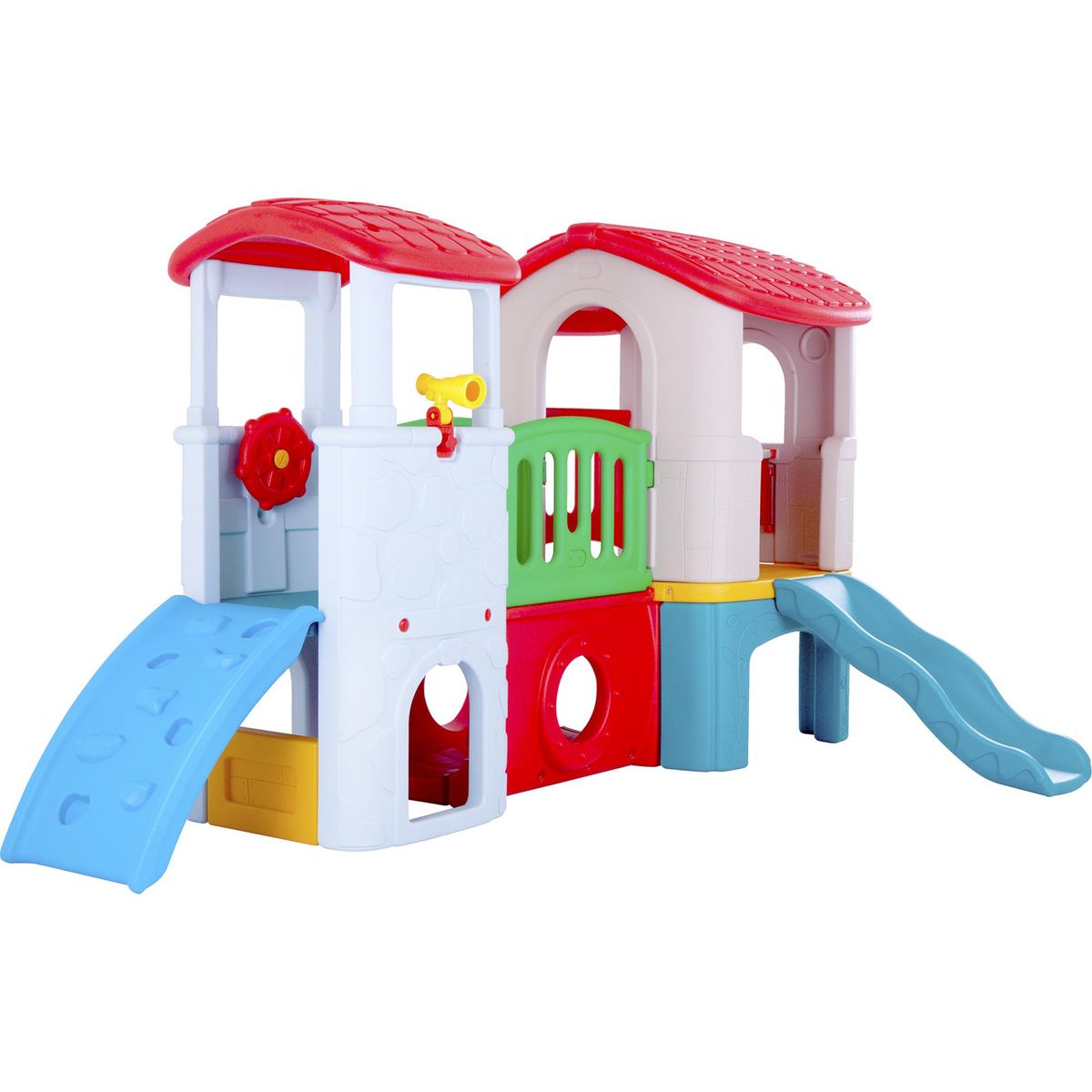 KIDSCOOL - Casa de Juego Puente y Resbalín 308x308x170 cm blanco