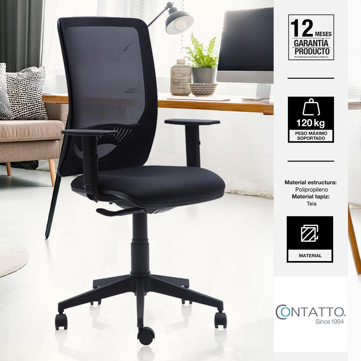 CONTATTO - Silla Escritorio Ergonómica Duke Negro