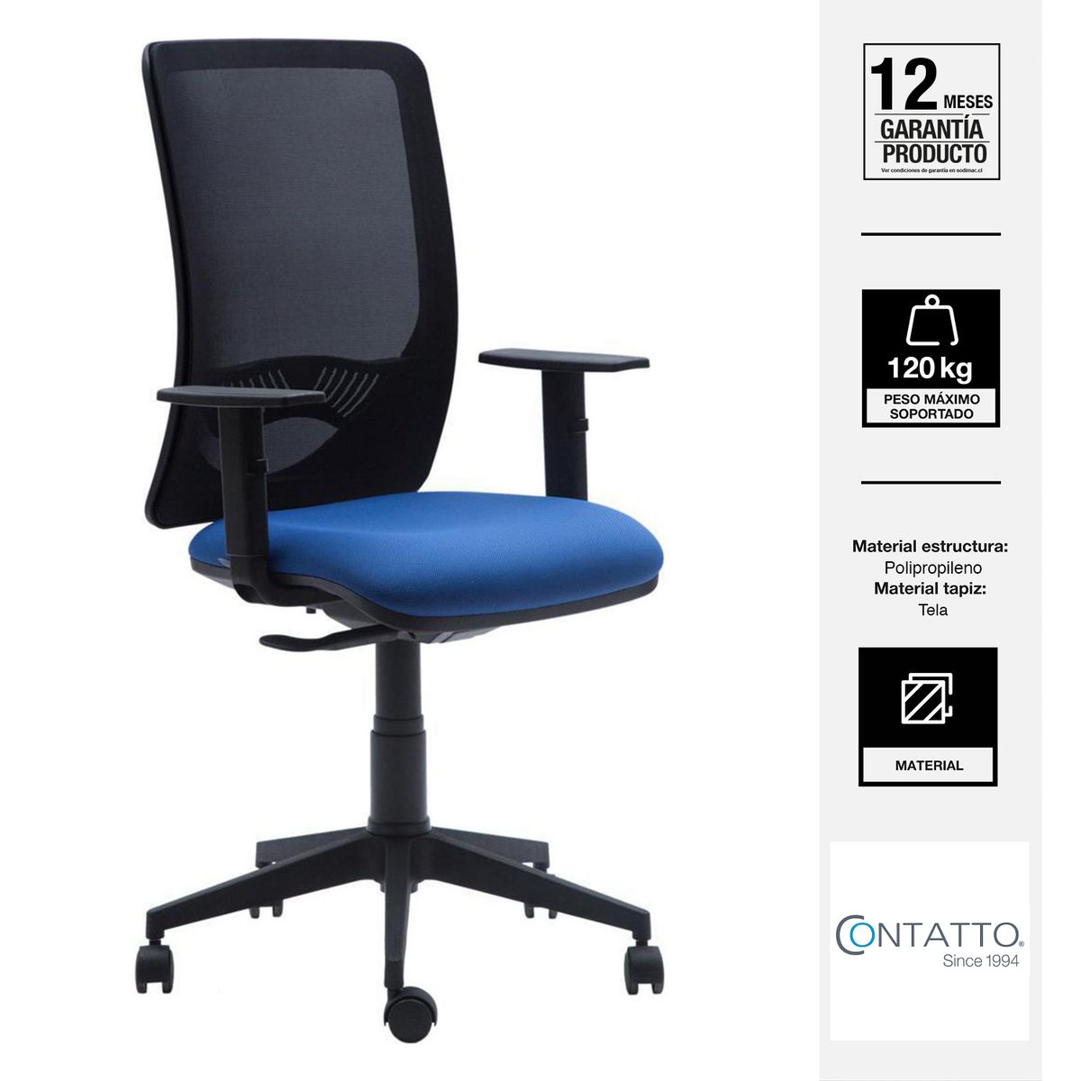 CONTATTO - Silla Escritorio Ergonómica Duke Negro/Azul