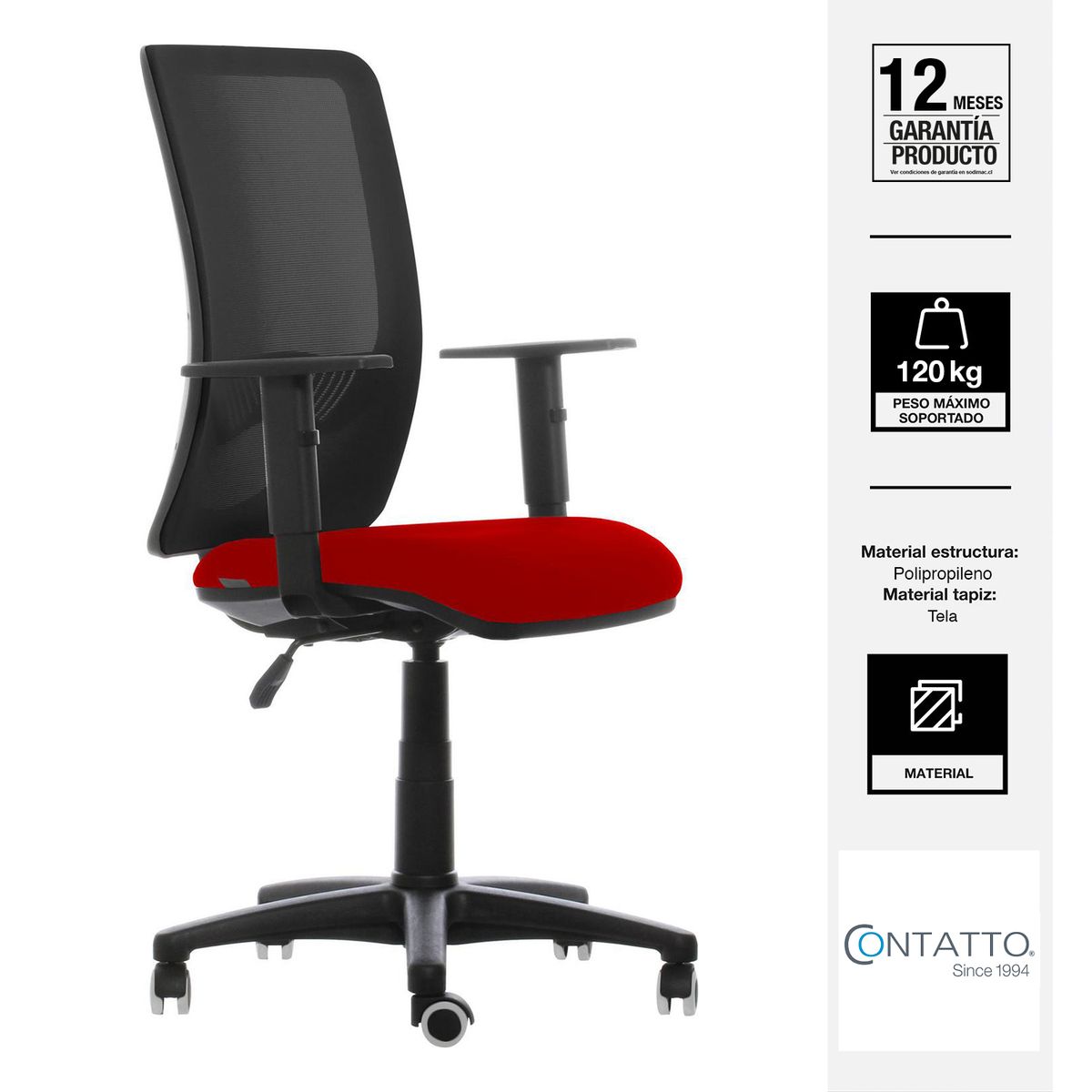 CONTATTO - Silla Escritorio Ergonómica Duke Negro/Rojo