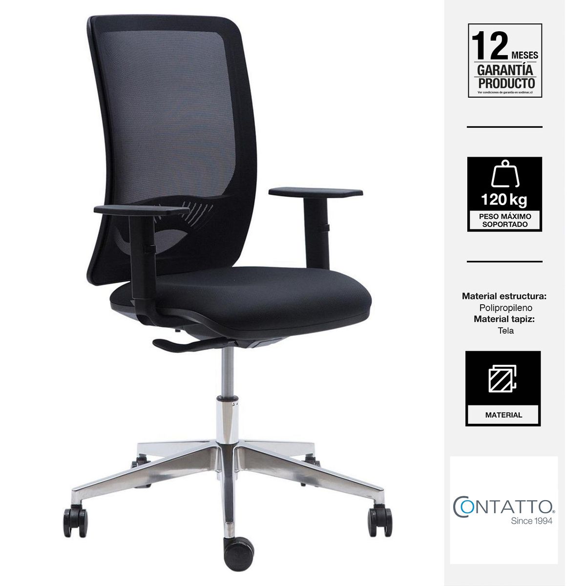 CONTATTO - Silla Escritorio Ergonómica Duke Negro