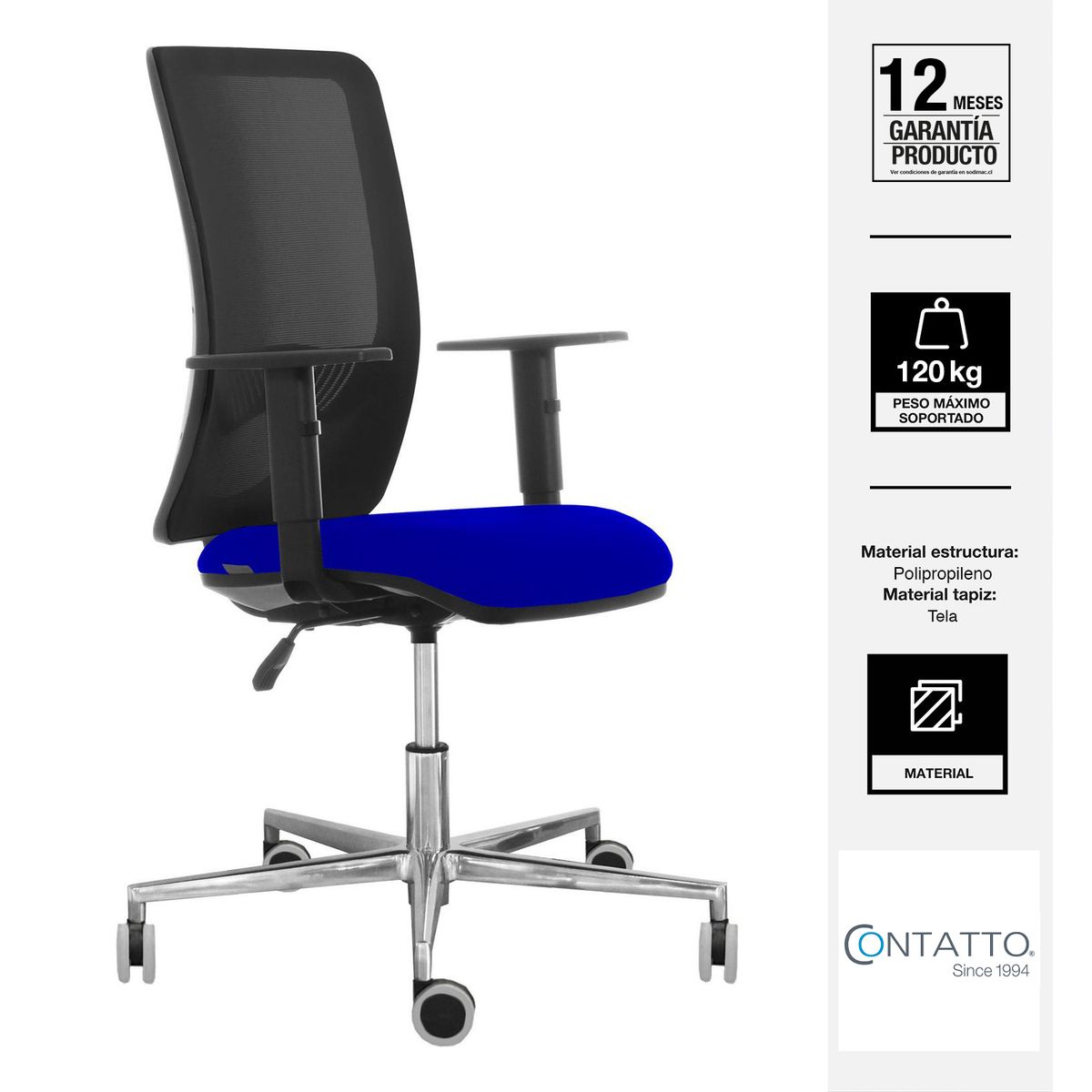 CONTATTO - Silla Escritorio Ergonómica Duke Negro/Azul