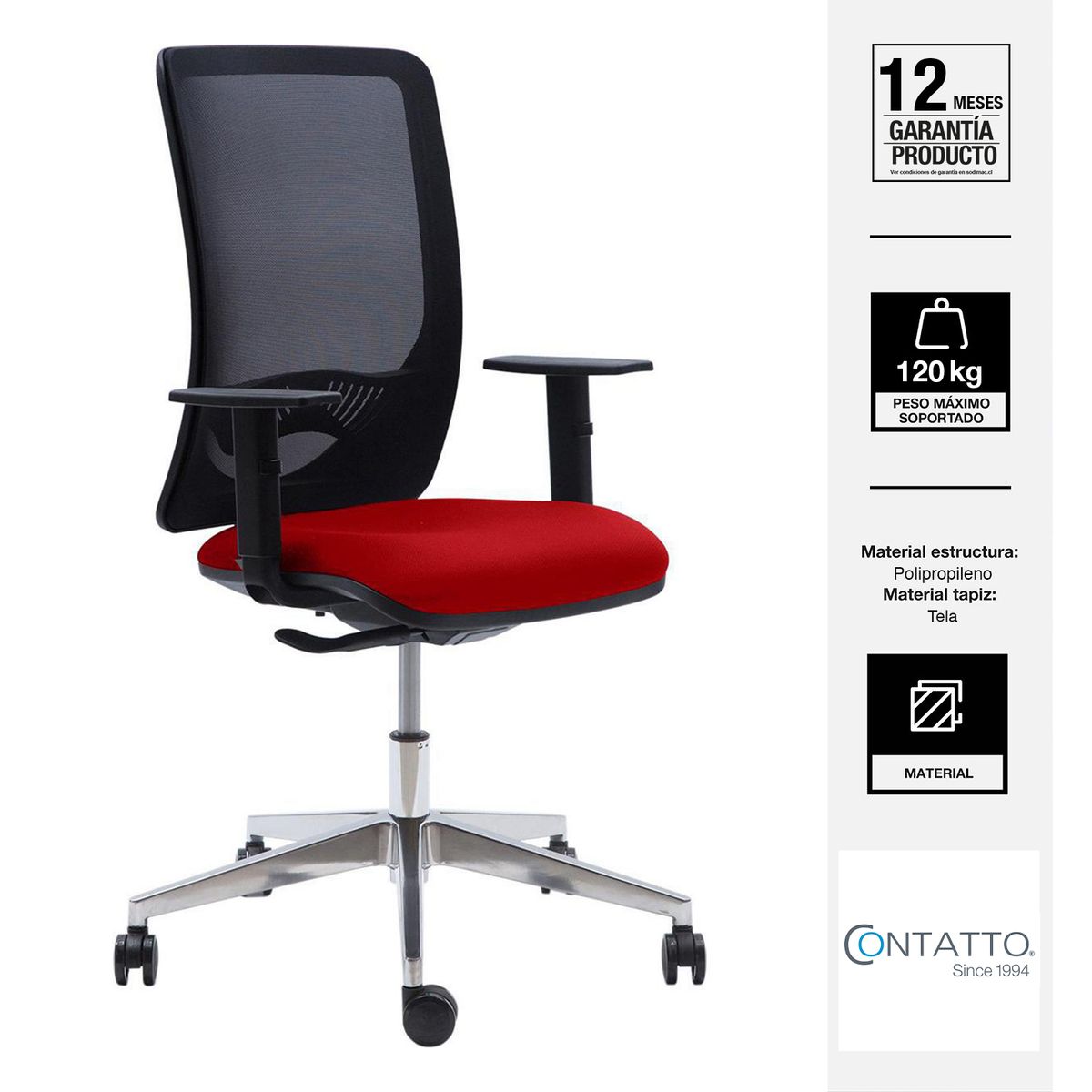CONTATTO - Silla Escritorio Ergonómica Duke Negro/Rojo