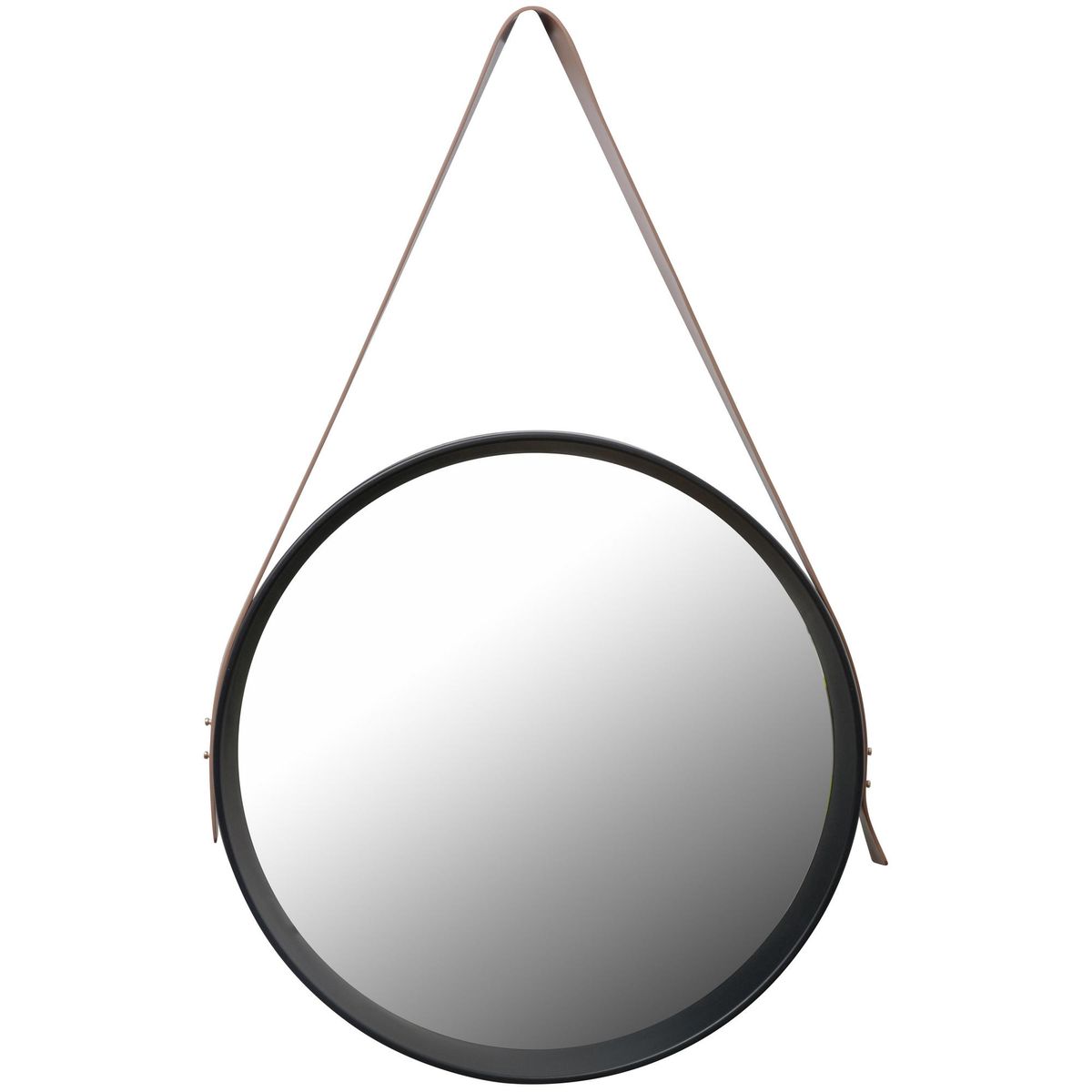 VGO - Espejo circular 40x40 cm con correa negro