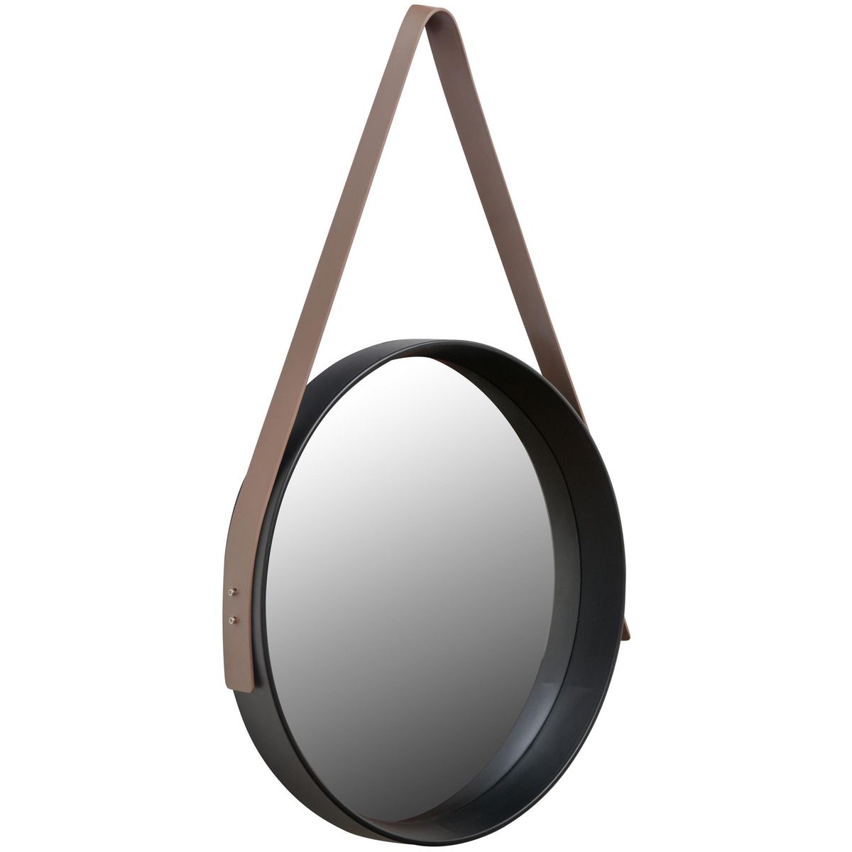 VGO - Espejo circular 40x40 cm con correa negro