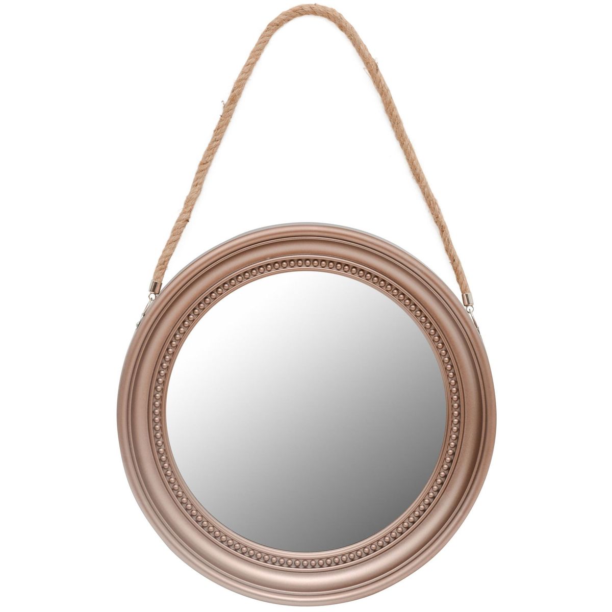 VGO - Espejo circular 33x33 cm con soga café