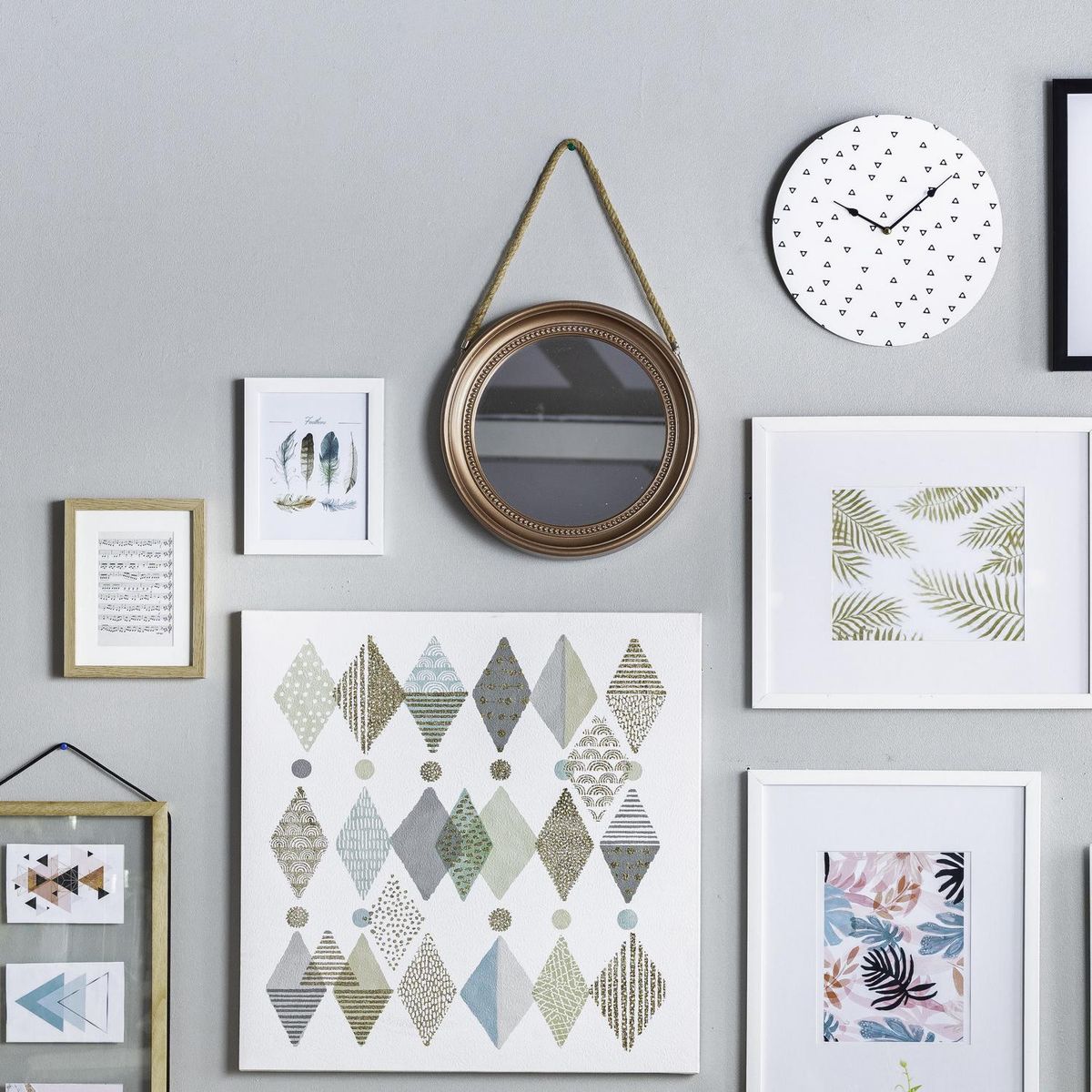 VGO - Espejo circular 33x33 cm con soga café