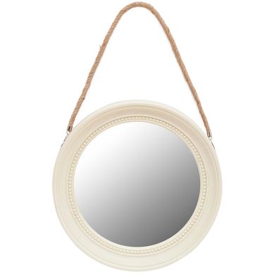 Espejo circular 33x33 cm con soga blanco