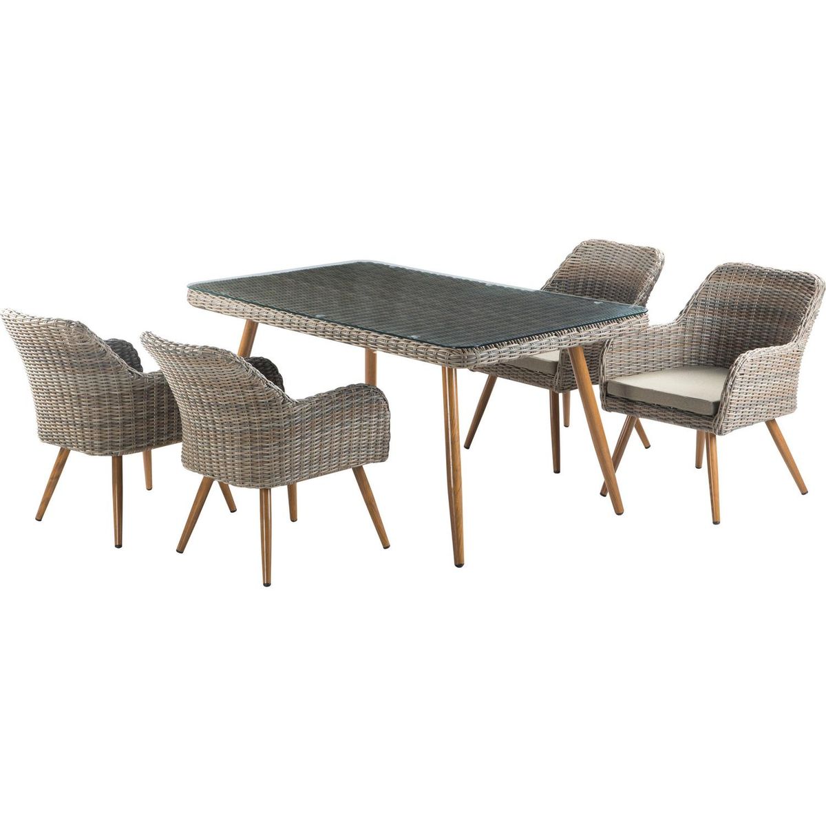 GRUPO LINK - Juego de Comedor de Terraza Natal 4 Personas Gris Jaspeado