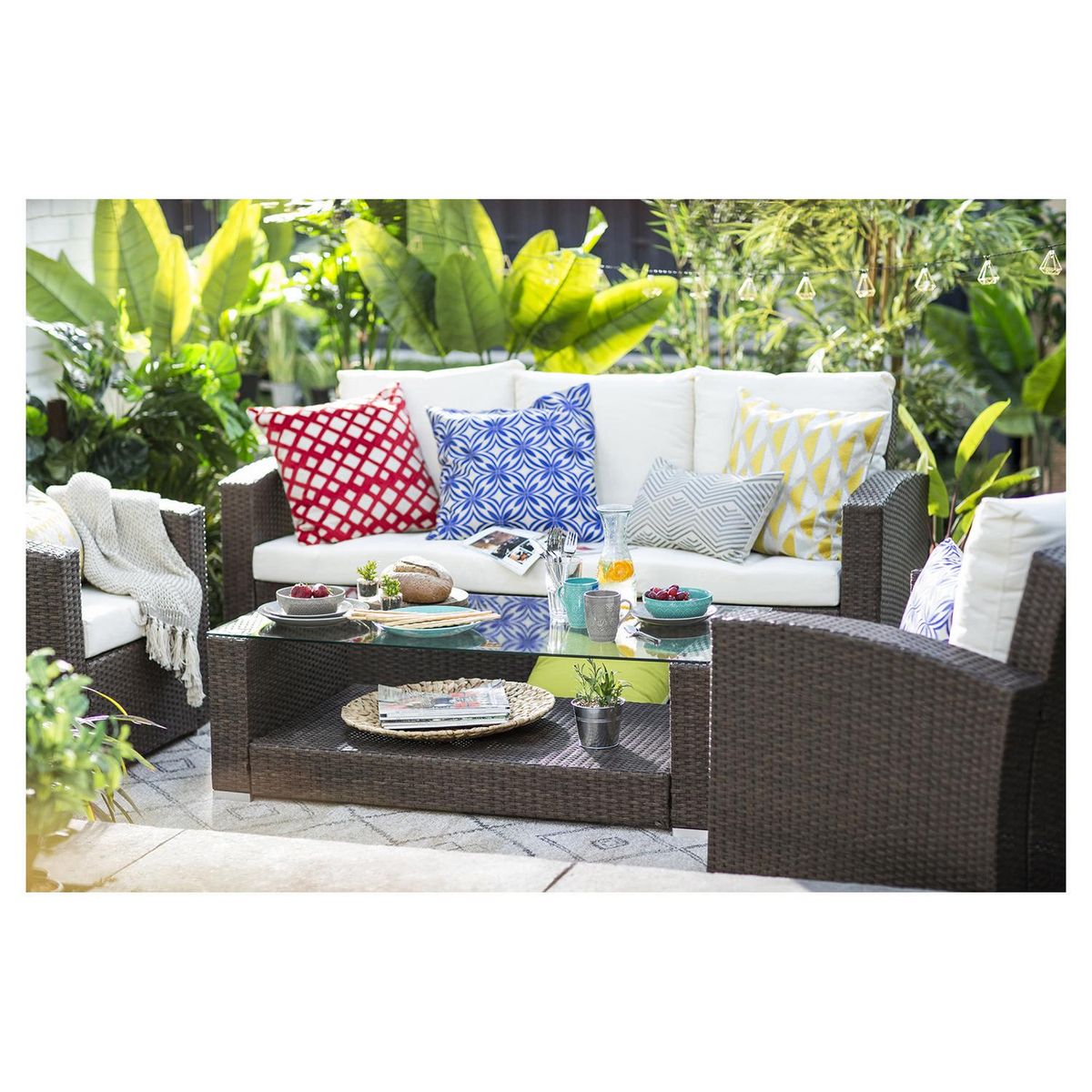 GRUPO LINK - Juego de Living de Terraza Pucón 5 Personas Café