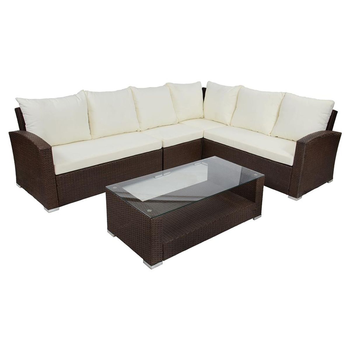 GRUPO LINK - Juego de Living Seccional de Terraza Pucon 5 Personas Café