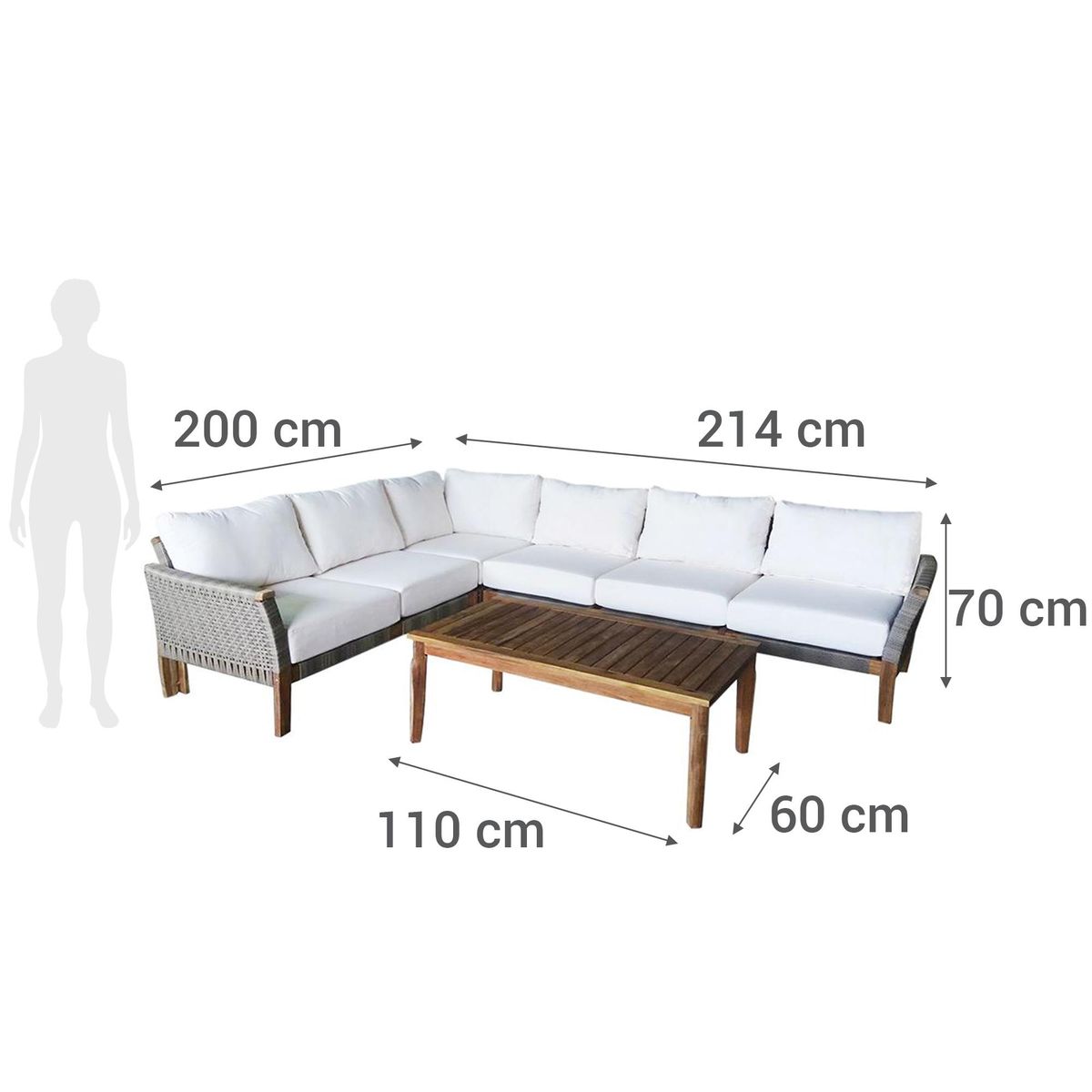 GRUPO LINK - Juego de Living Seccional de Terraza Río 5 Personas Café