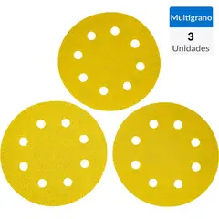 BAUKER - Set de discos lija 7" 3 unidades